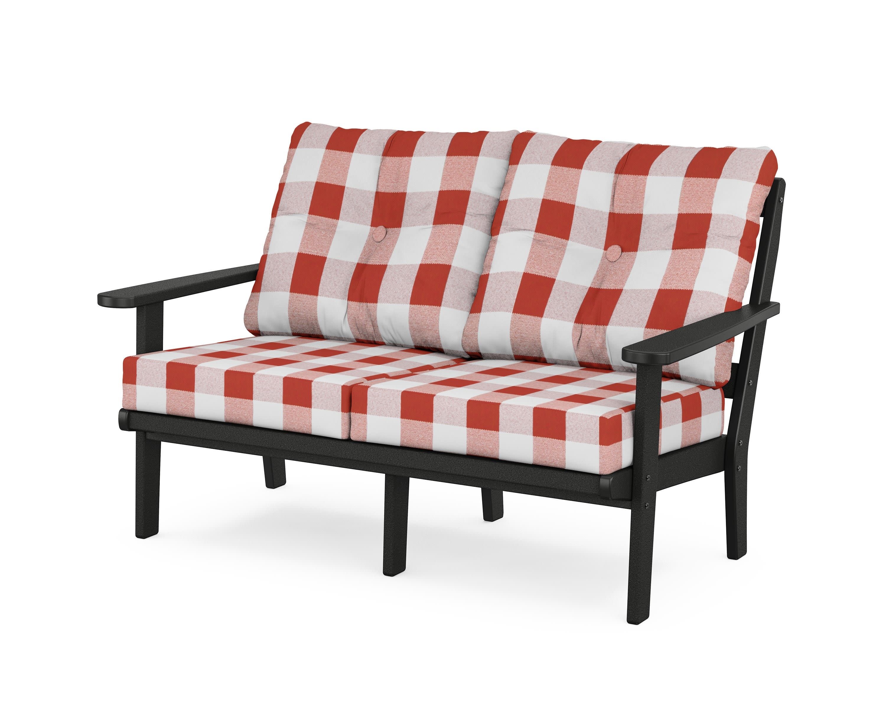 Mission Deep SeatingLoveseat in Black / Buffalo Plaid Crimson