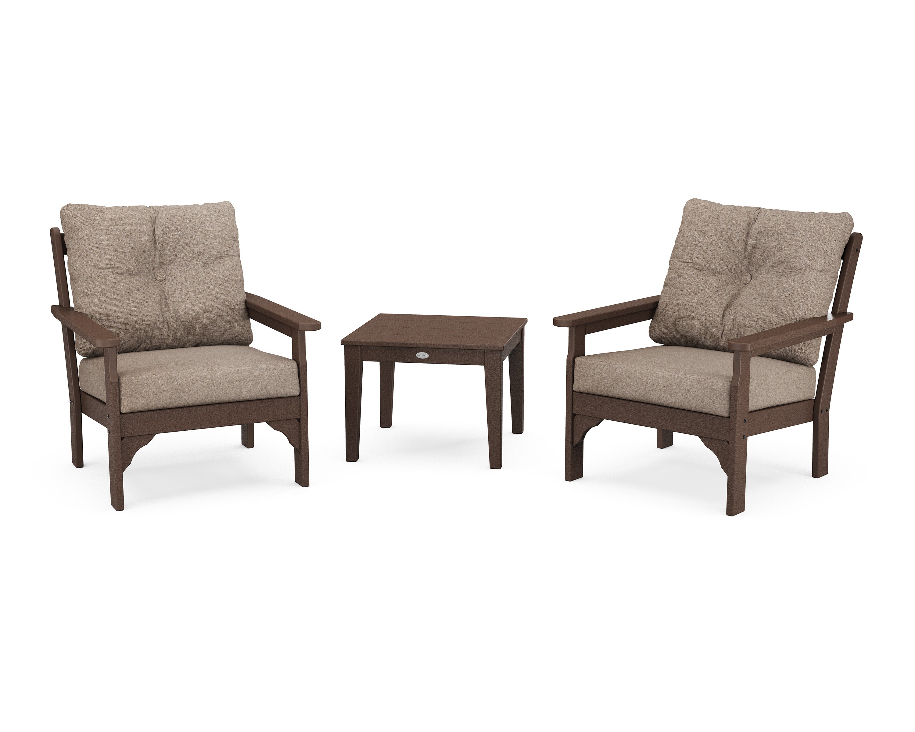 Vineyard 3-Piece Deep Seating Set in Mahogany / Spiced Burlap