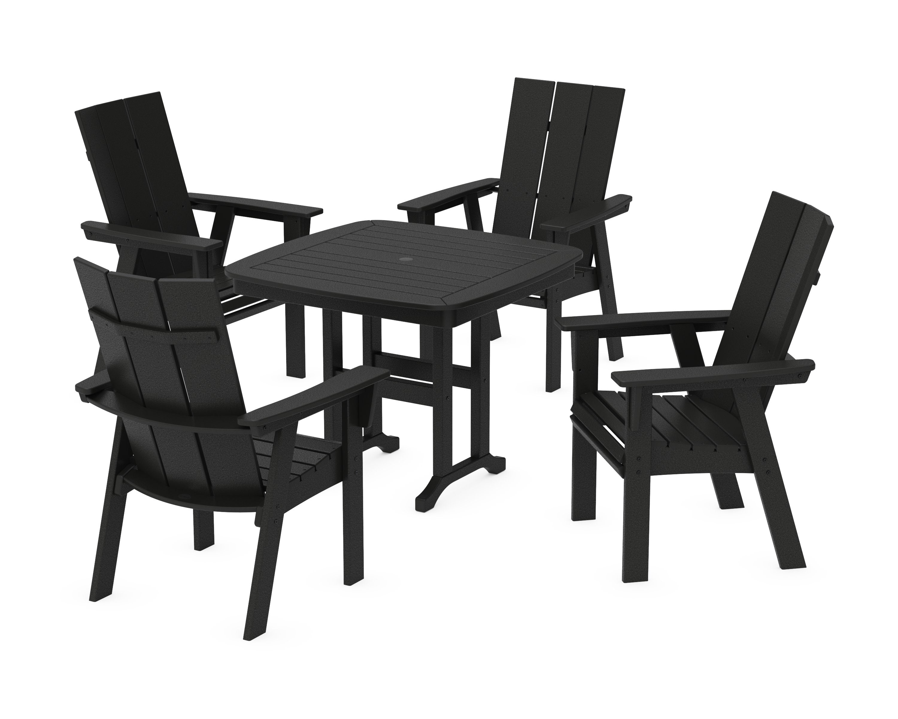 Modern Curveback Adirondack 5-Piece Dining Set in Black