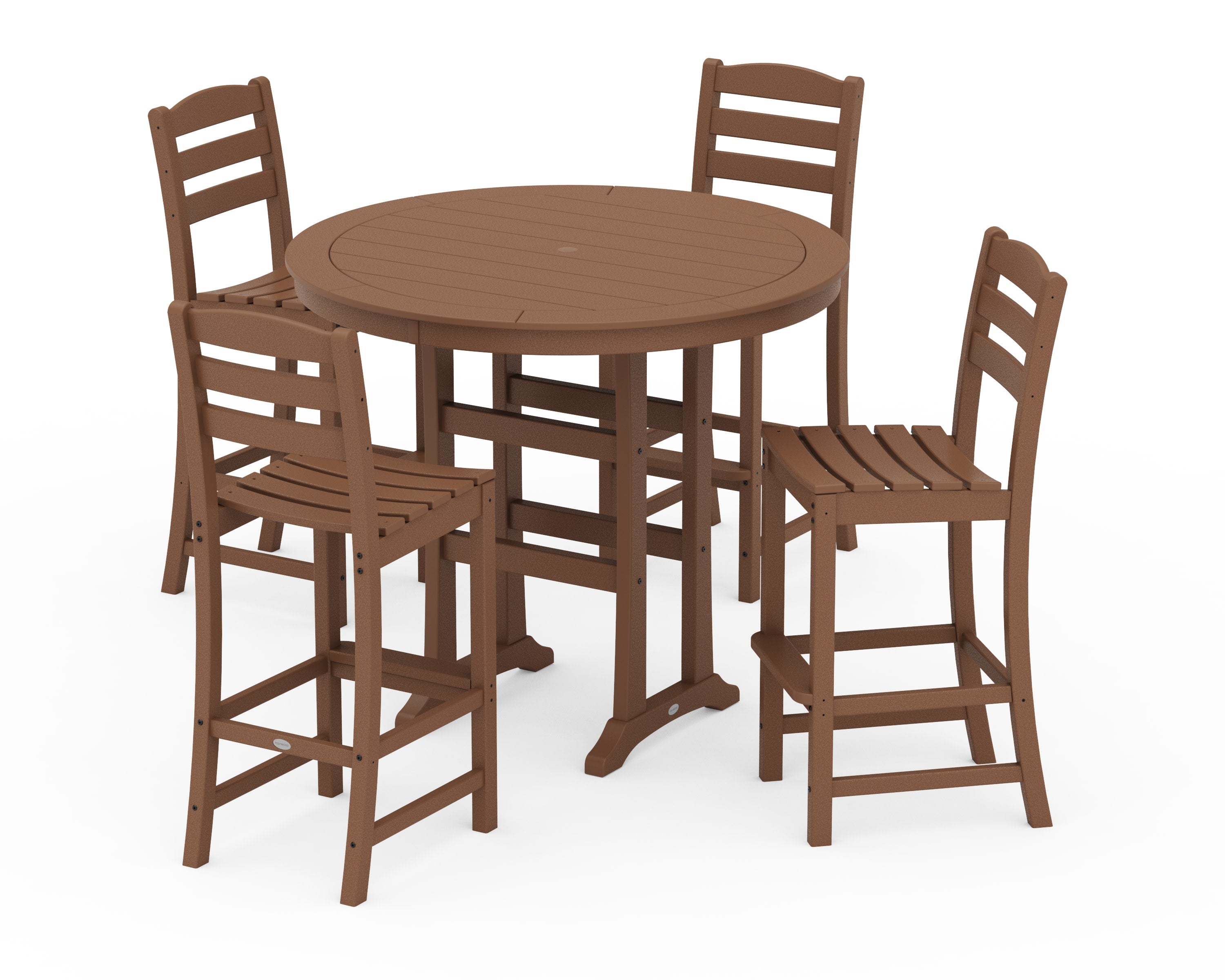La Casa Caf 5-Piece Side Chair Bar Dining Set in Teak