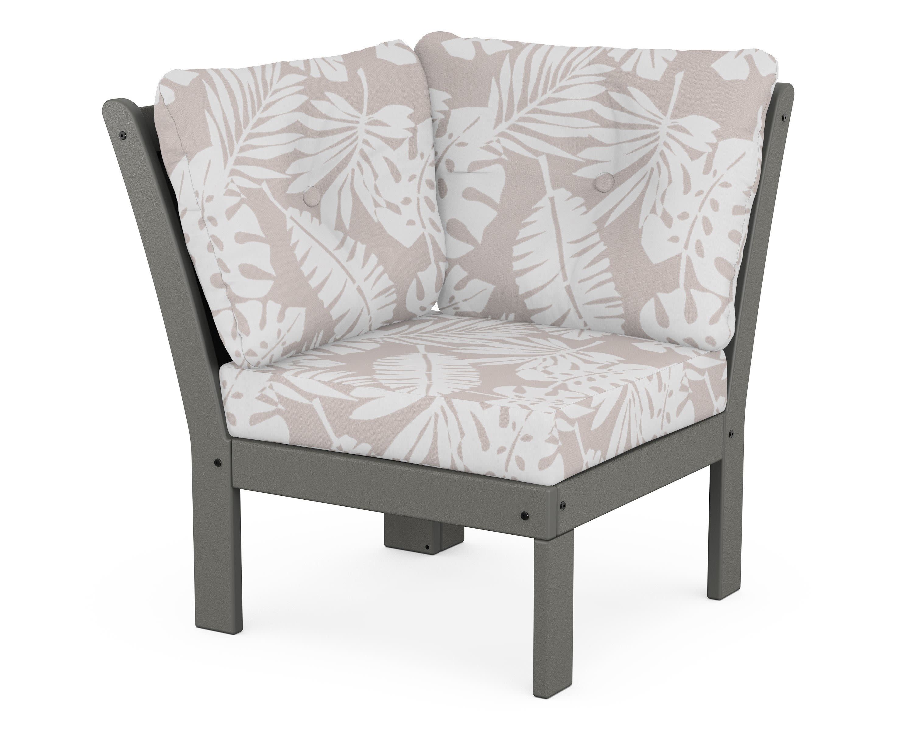 Vineyard Modular Corner Chair in Slate Grey / Leaf Dune Burlap