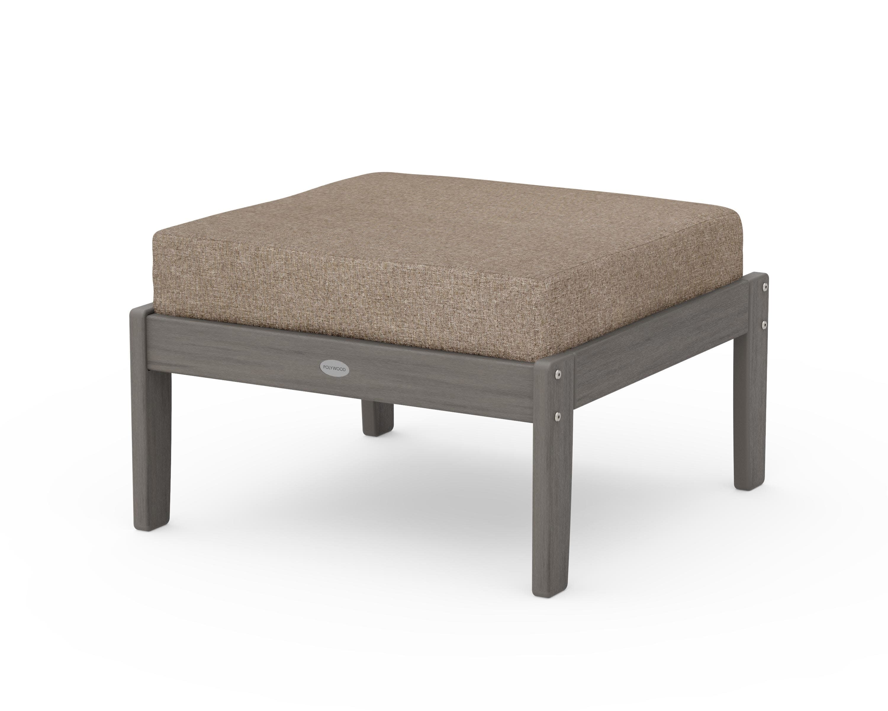 Braxton Deep Seating Ottoman in Driftwood / Spiced Burlap
