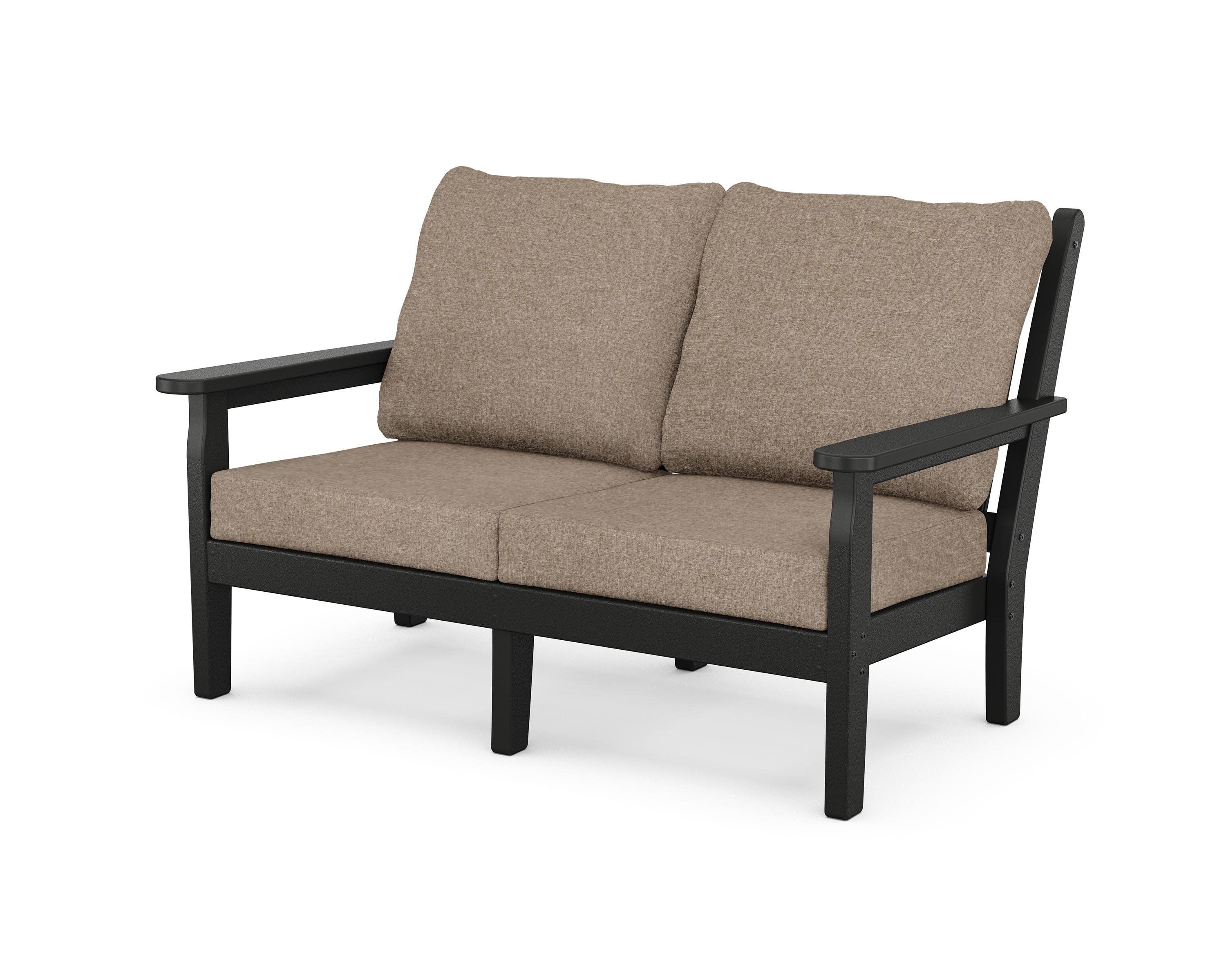 Chippendale Deep Seating Loveseat in Black / Spiced Burlap