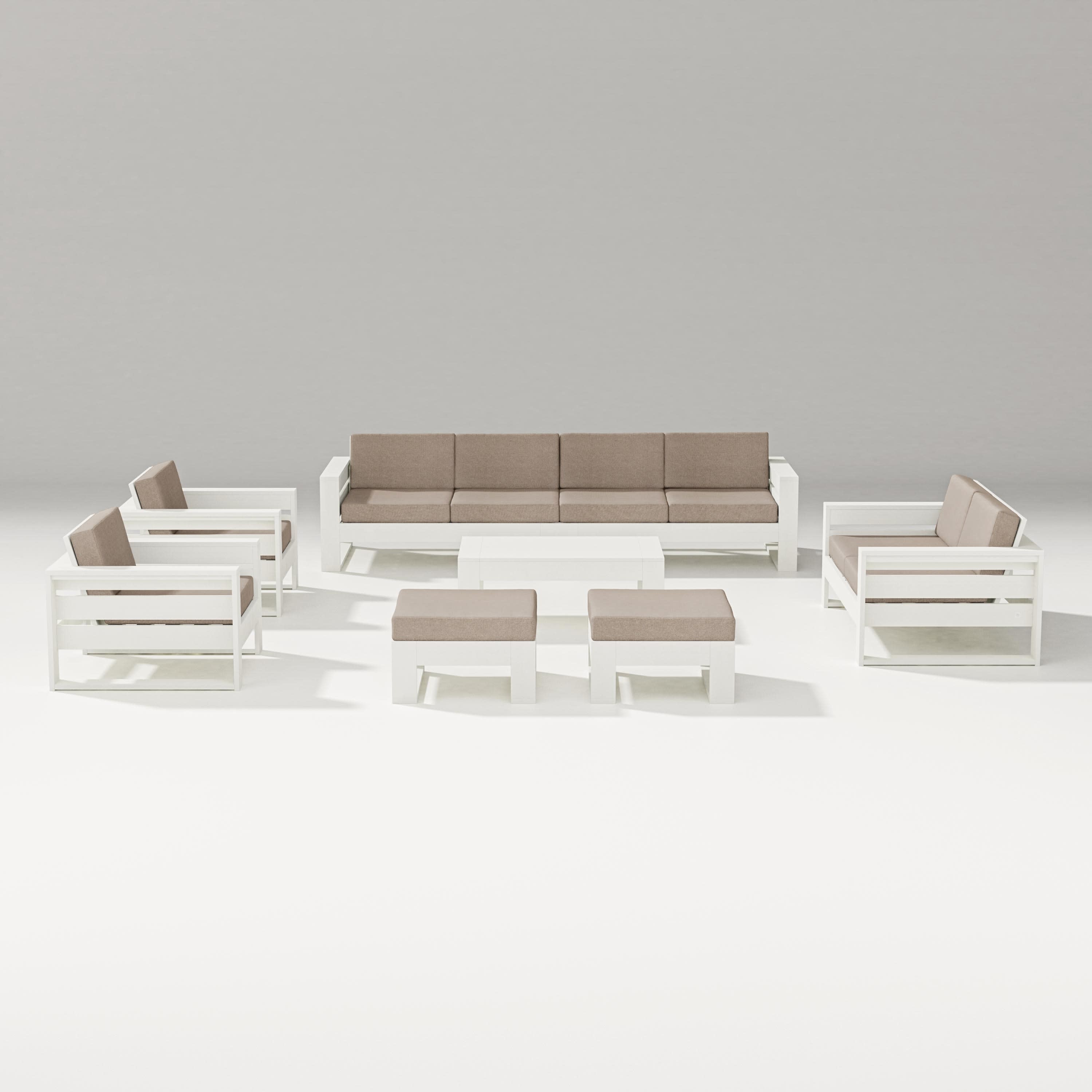 Latitude 8-Piece Lounge Sofa Set in Vintage White / Spiced Burlap