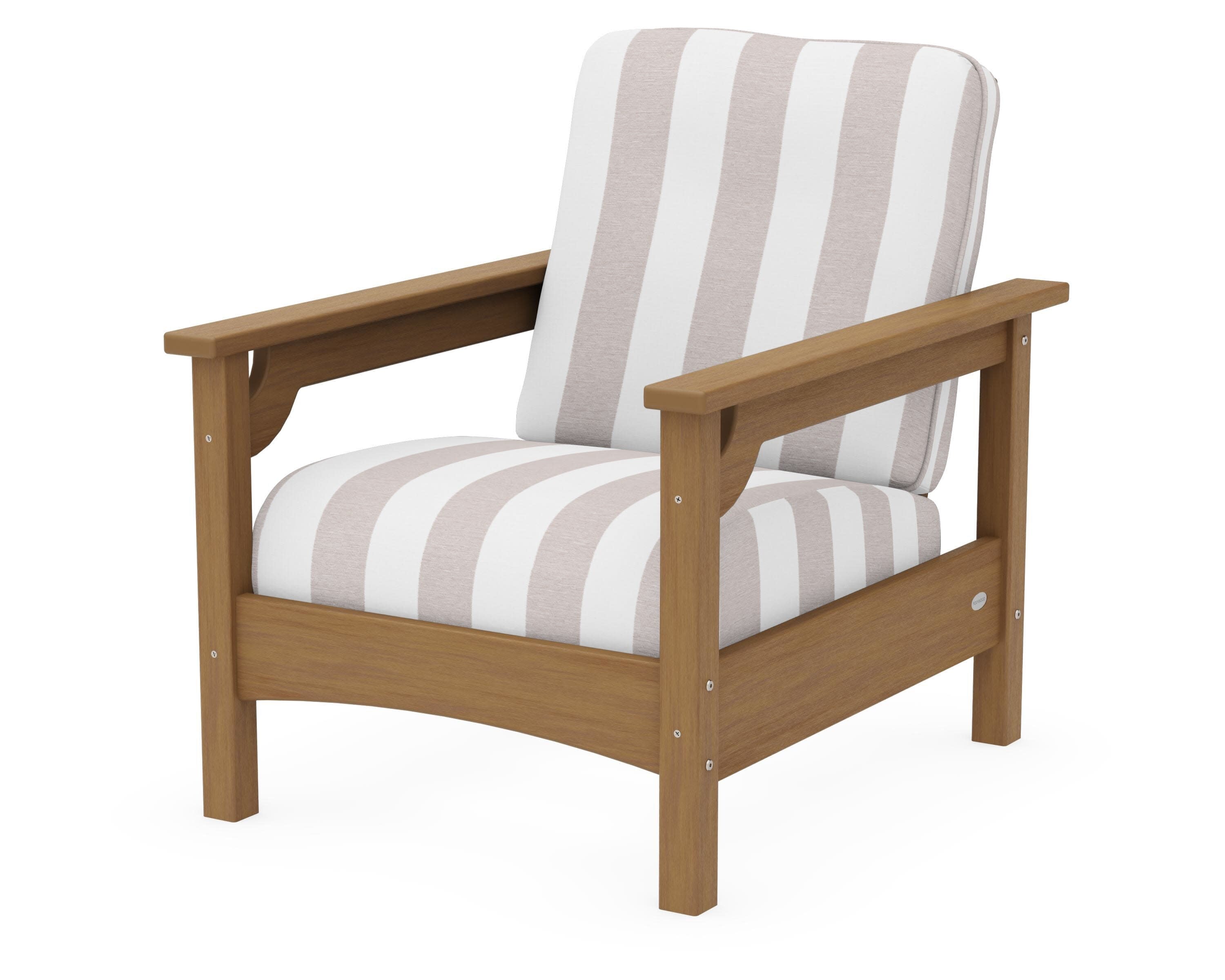 Club Chair in Natural / Cabana Stripe Dune Burlap