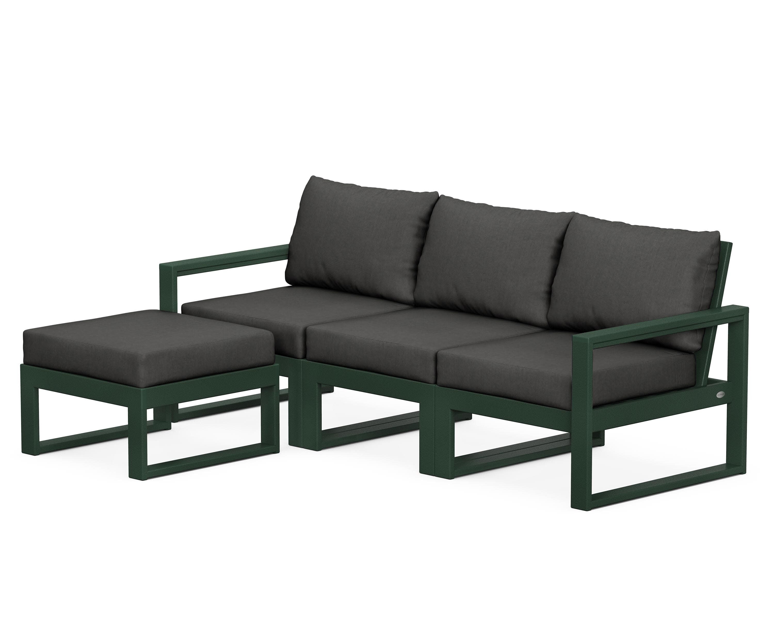 EDGE 4-Piece Modular Deep Seating Set with Ottoman in Green / Spectrum Carbon