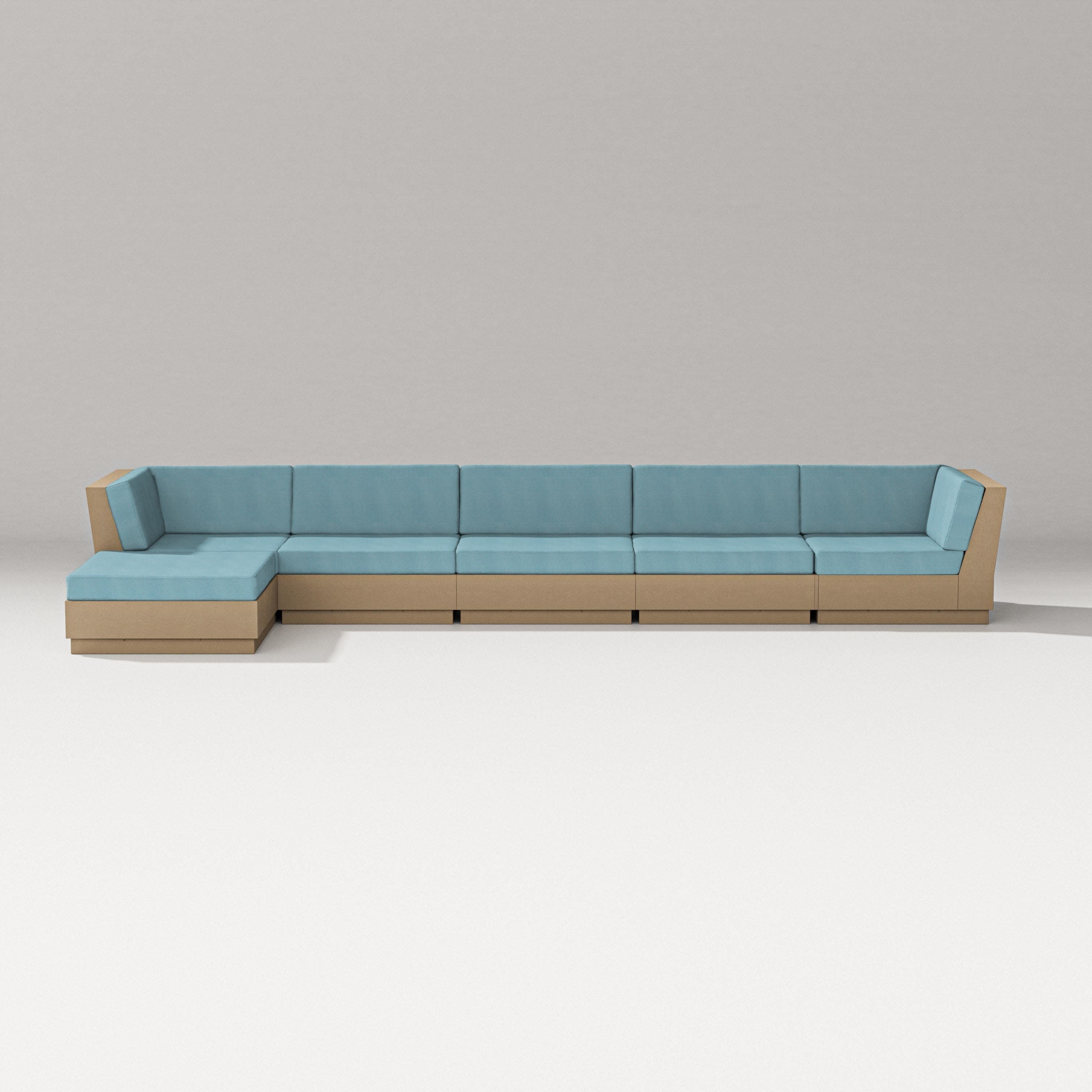 Elevate 6-Piece Chaise Sectional in Vintage Sahara / Lattice Sky Blue