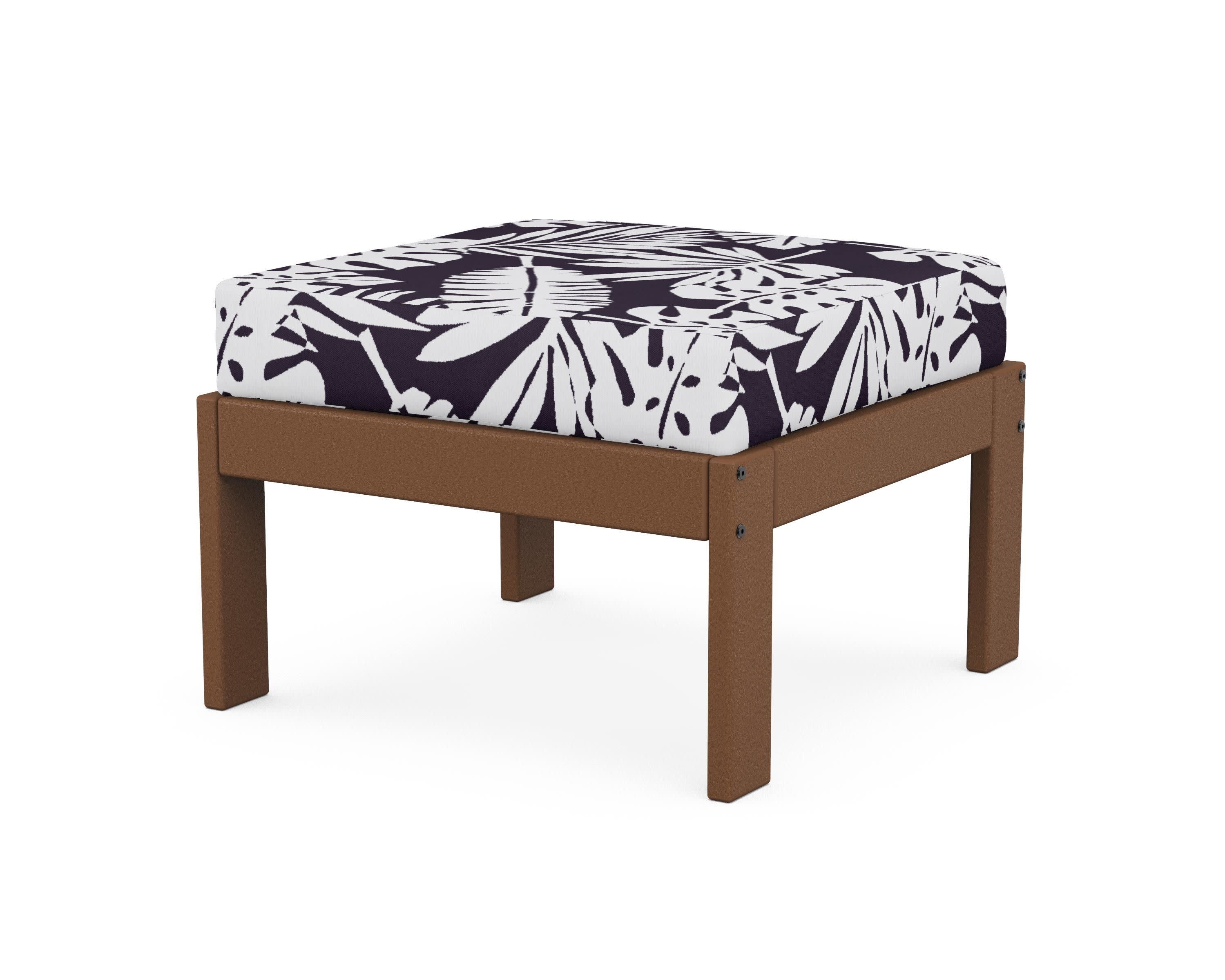 Vineyard Modular Ottoman in Teak / Leaf Navy