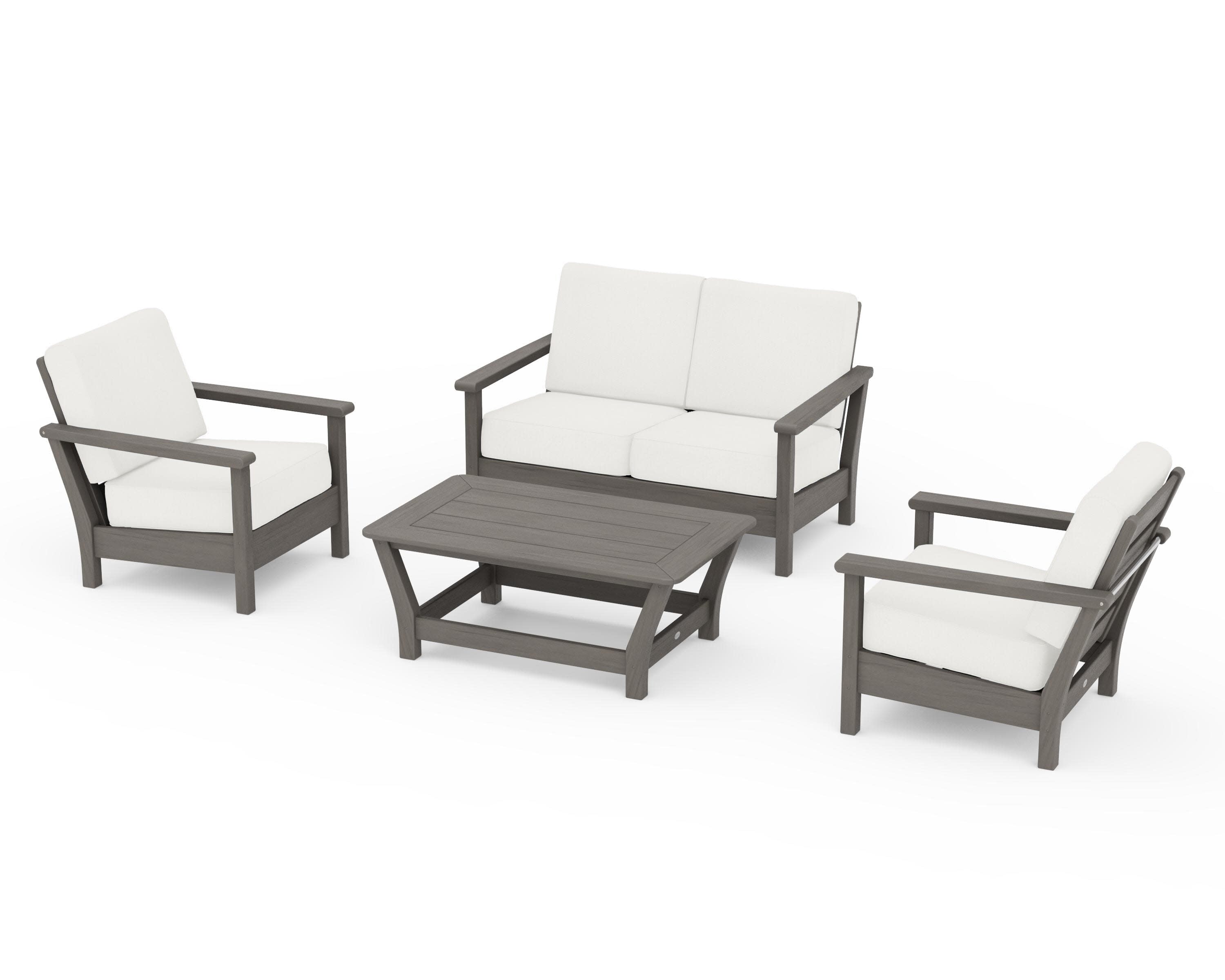 Harbour 4-Piece Deep Seating Set in Driftwood / Natural Linen