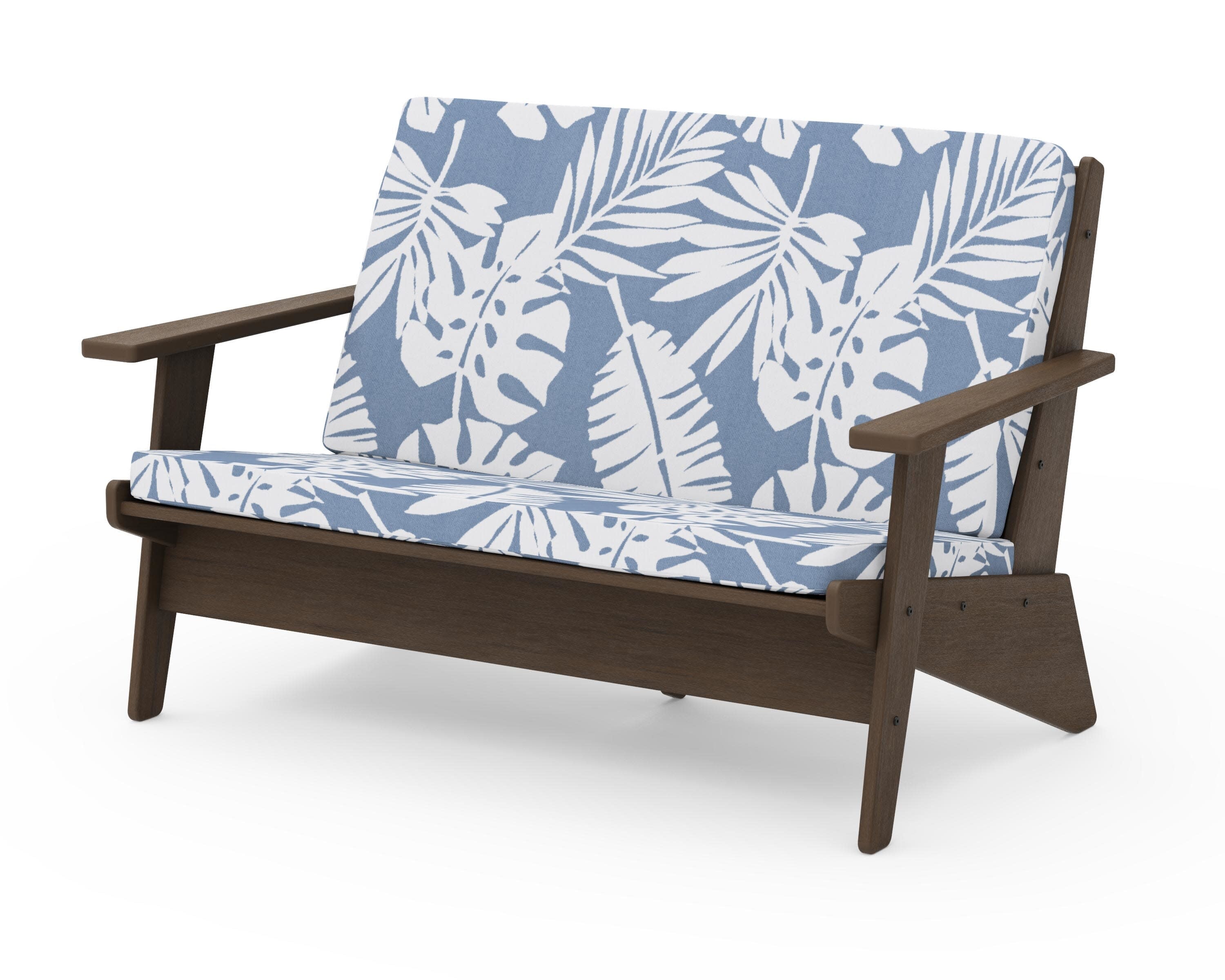 Riviera Modern Lounge Loveseat in Kona / Leaf Sky Blue