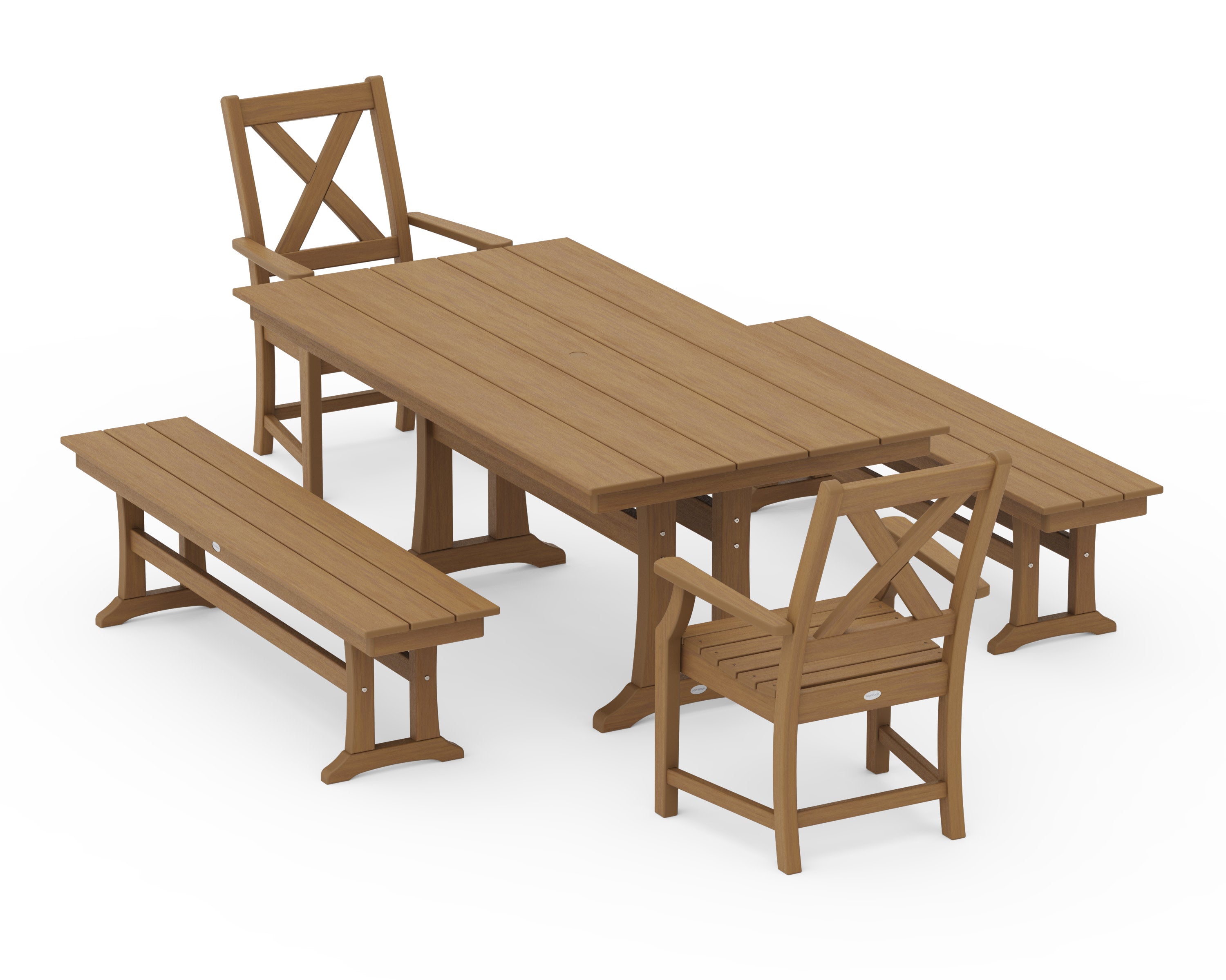Braxton 5-Piece Farmhouse Dining Set With Trestle Legs in Natural