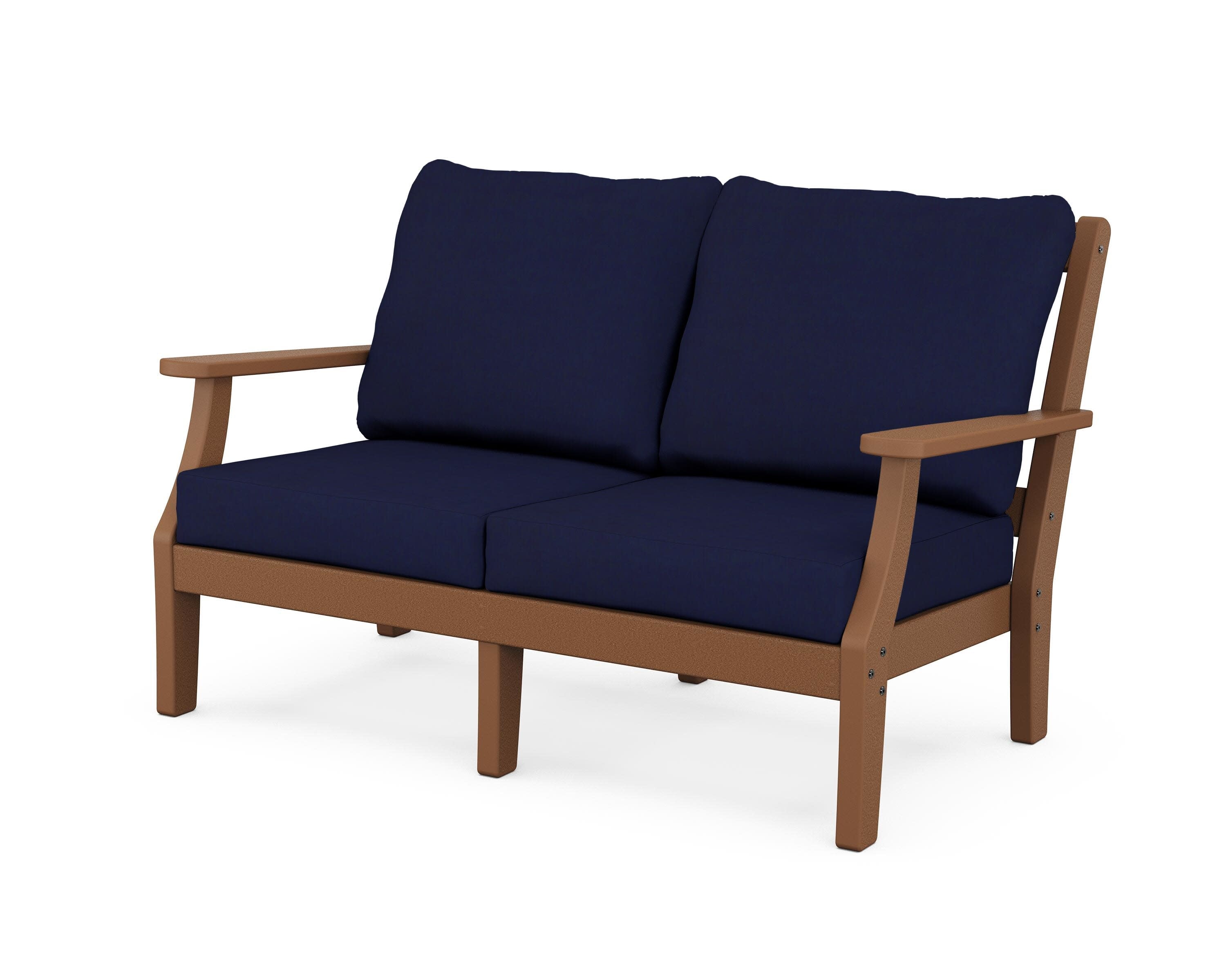 Chinoiserie Deep Seating Loveseat in Teak / Navy