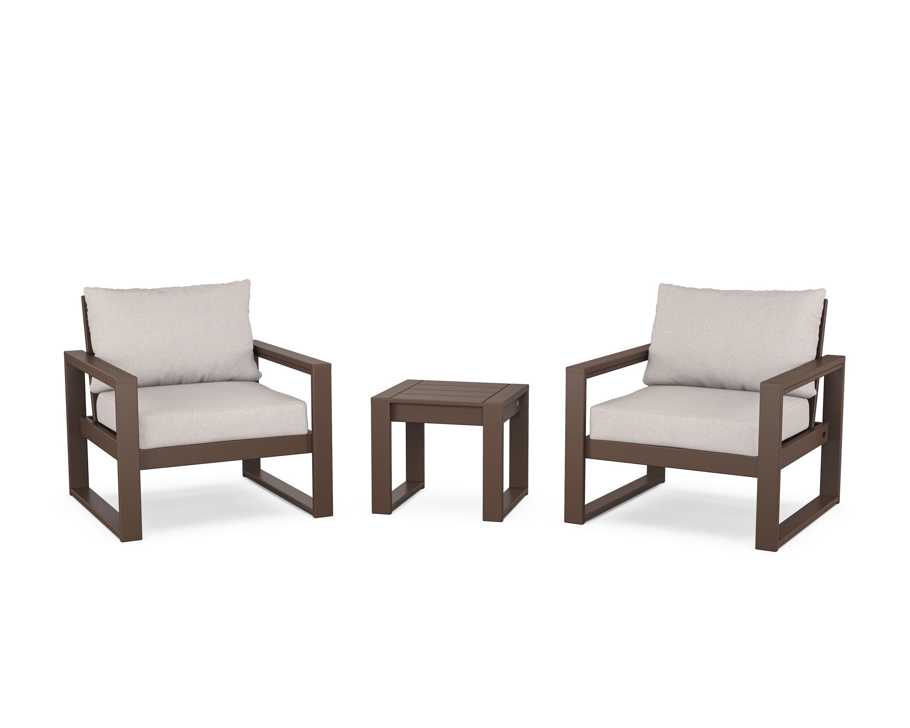 EDGE Sectional 3-Piece Deep Seating Set in Mahogany / Dune Burlap