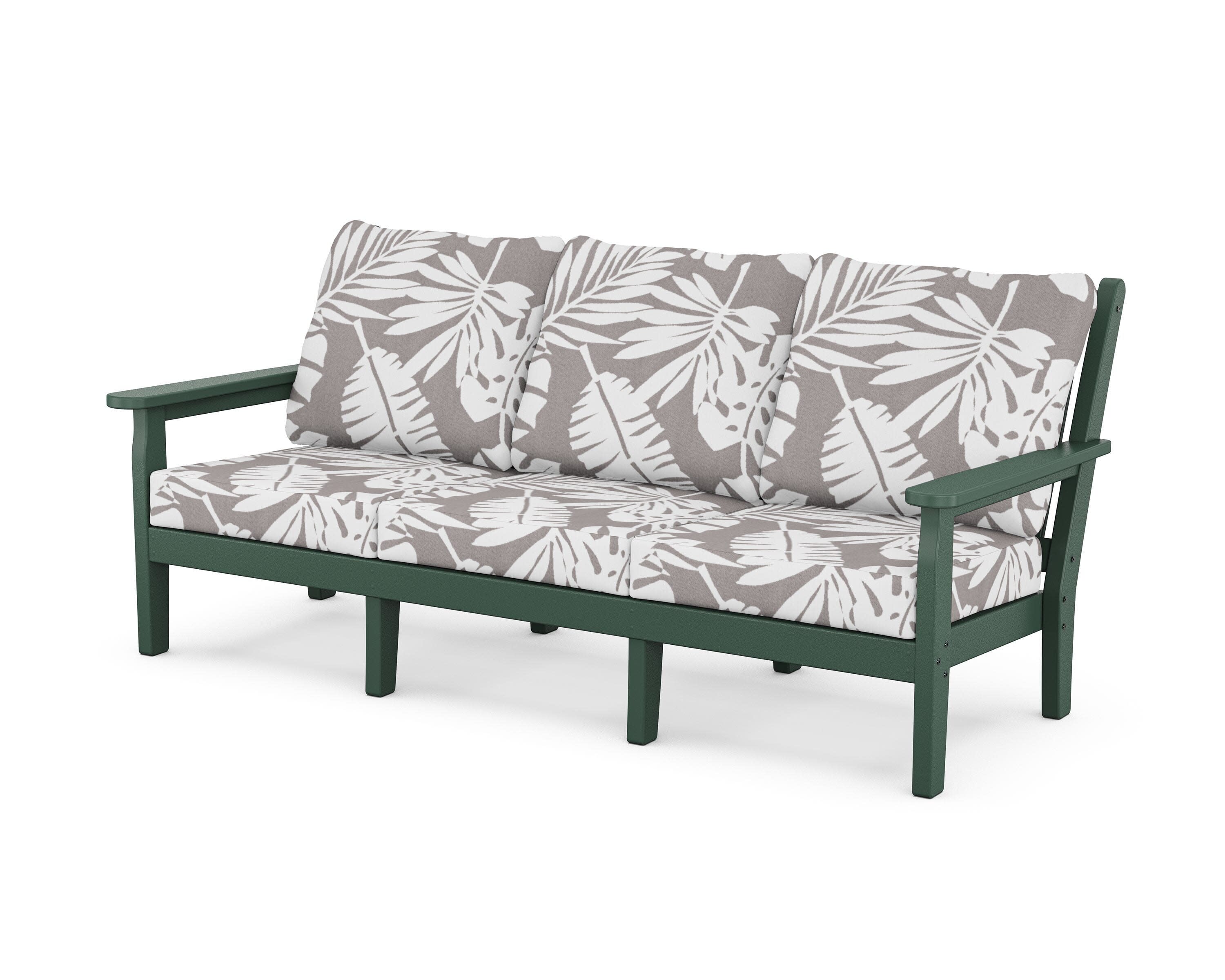 Chippendale Deep Seating Sofa in Green / Leaf Grey Mist