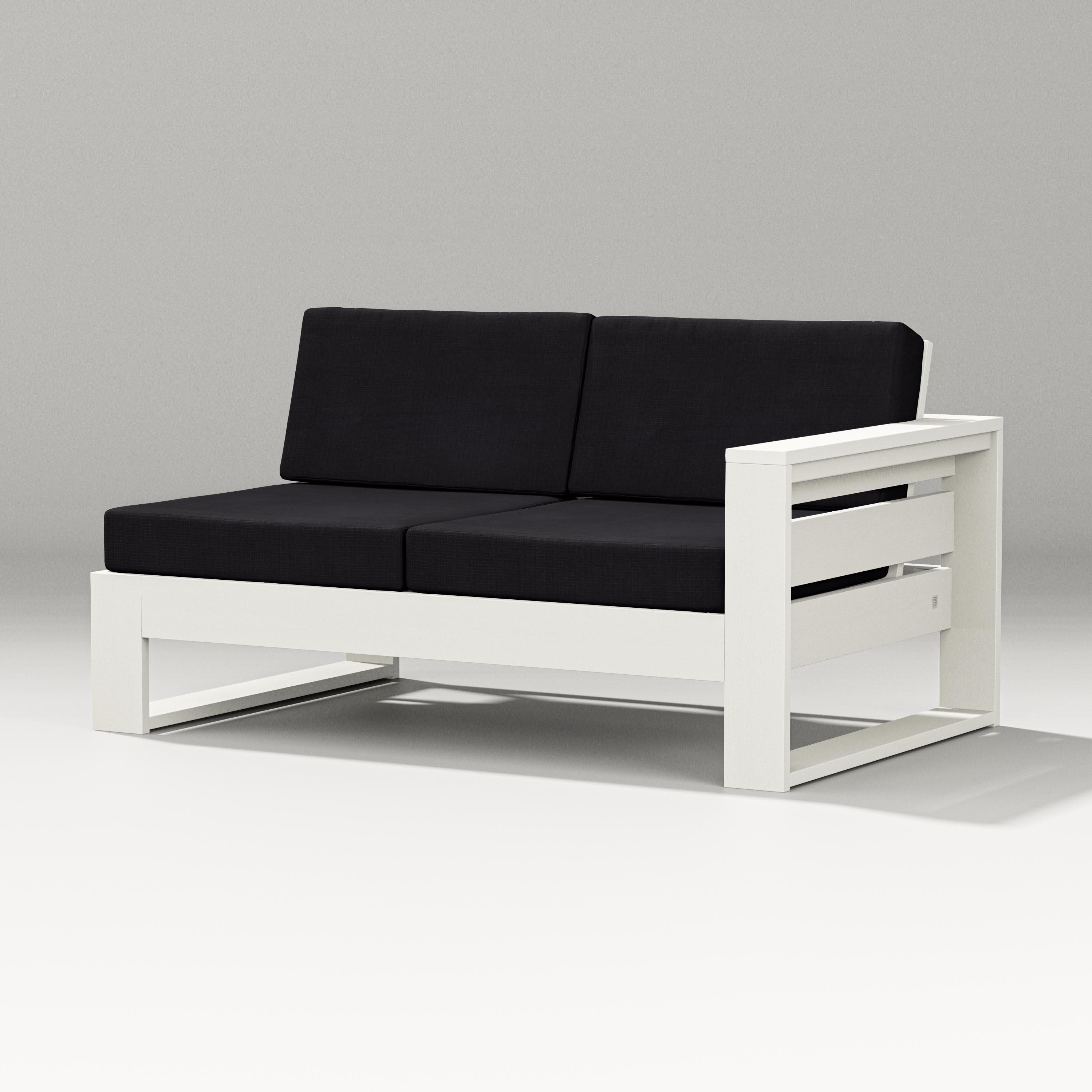 Latitude Modular Right Arm Loveseat in Vintage White / Midnight Linen