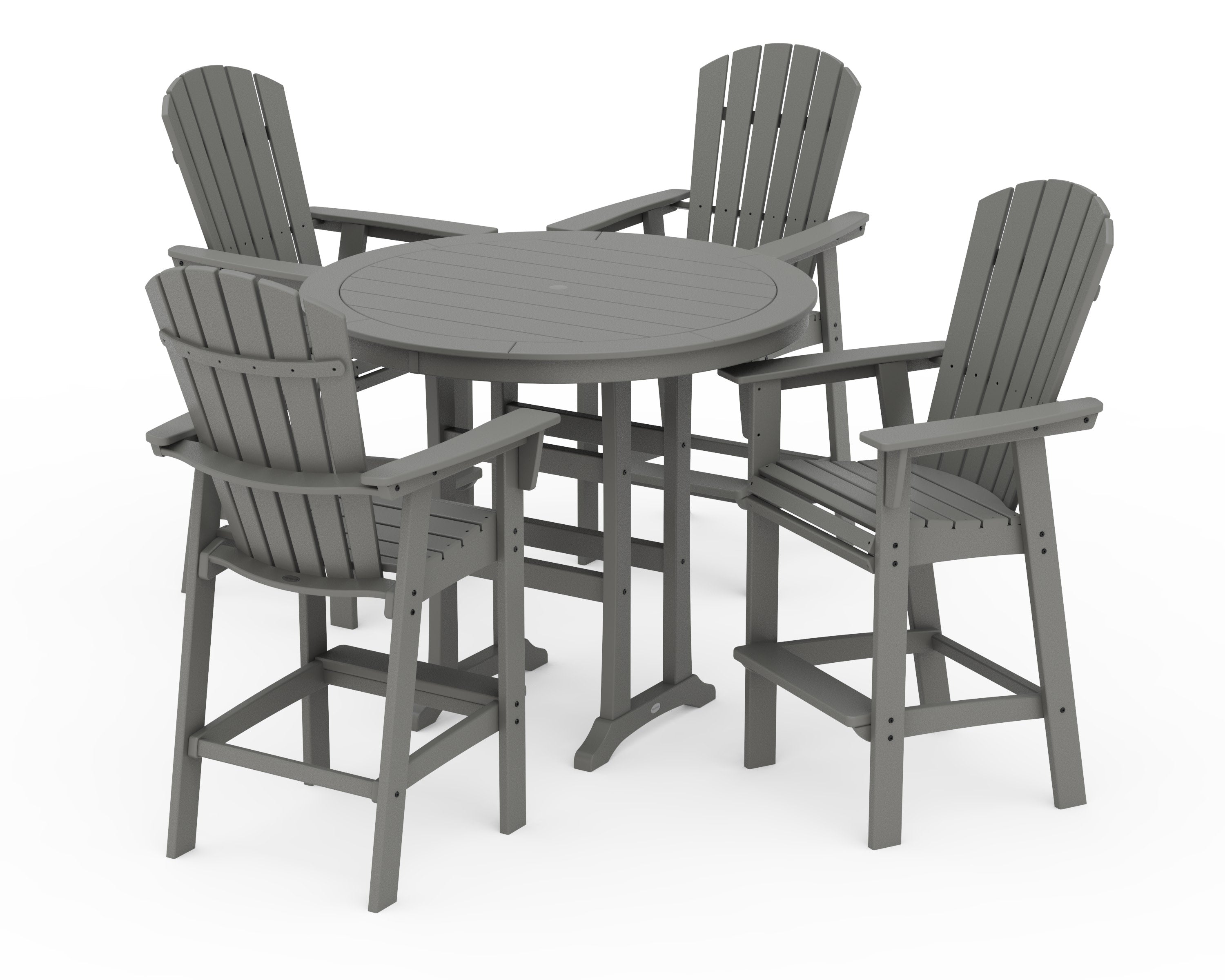 Nautical Curveback Adirondack 5-Piece Round Trestle Bar Set