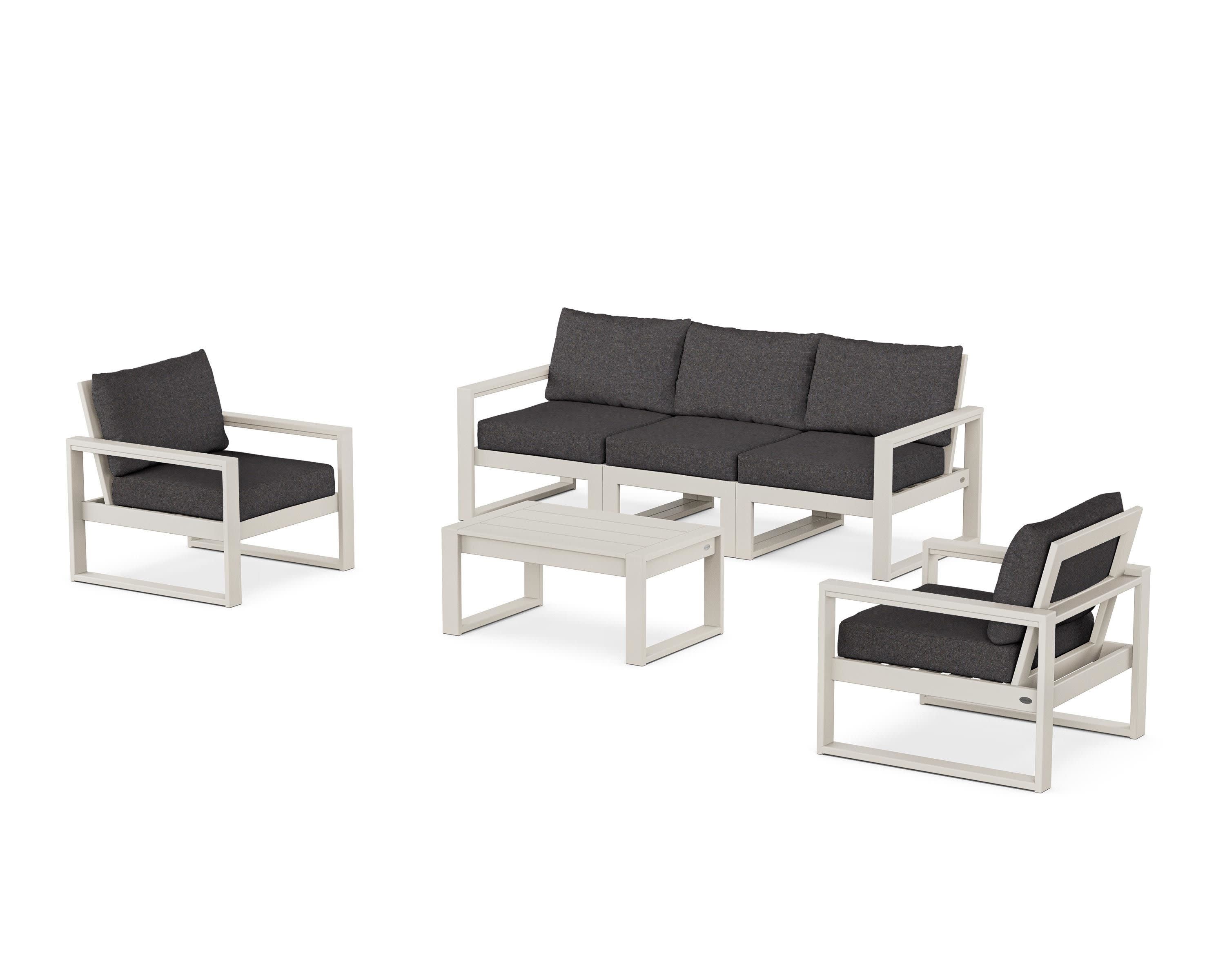 EDGE Sectional 4-Piece Deep Seating Set with Sofa in Sand / Ash Charcoal