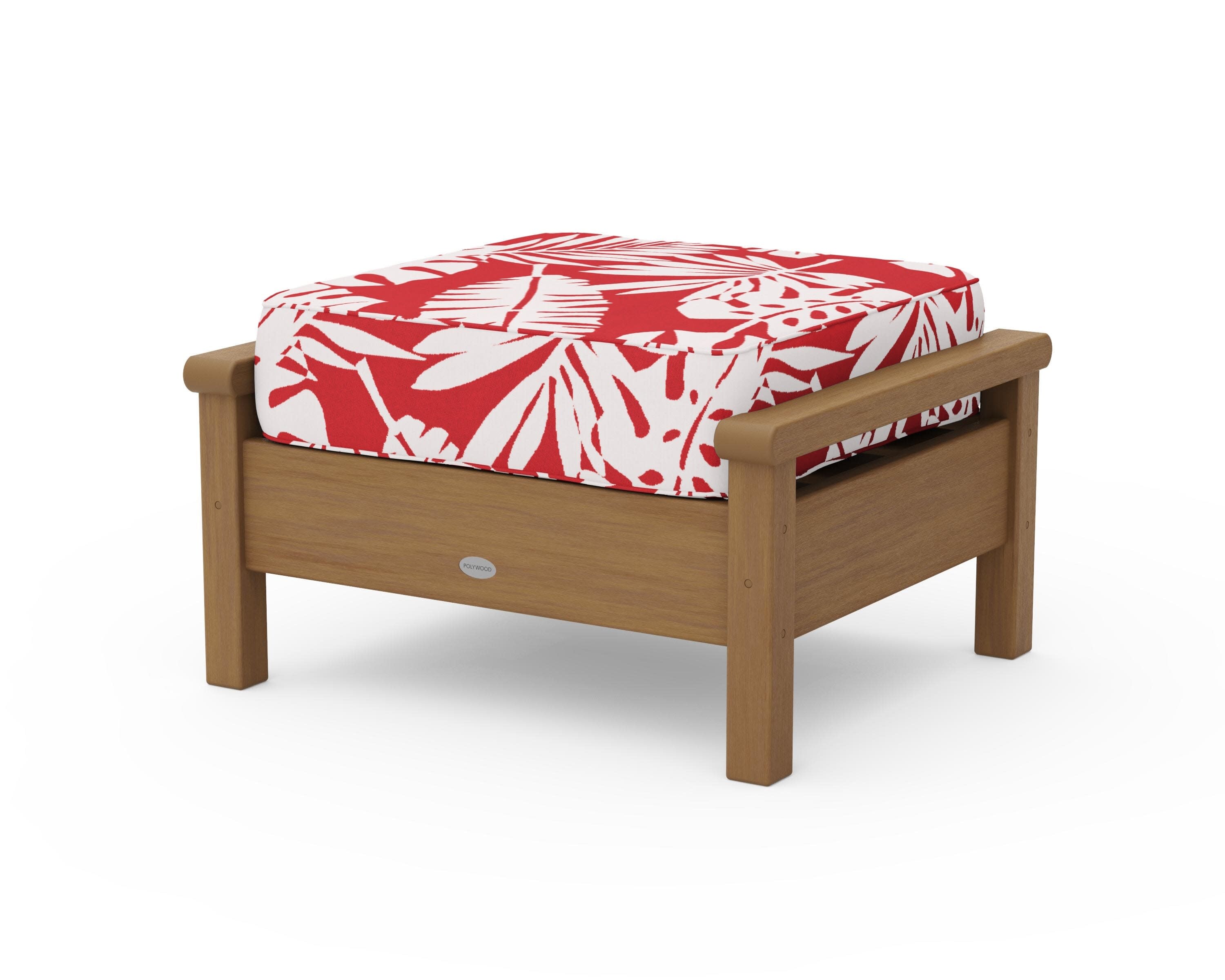 Harbour Deep Seating Ottoman in Natural / Leaf Crimson