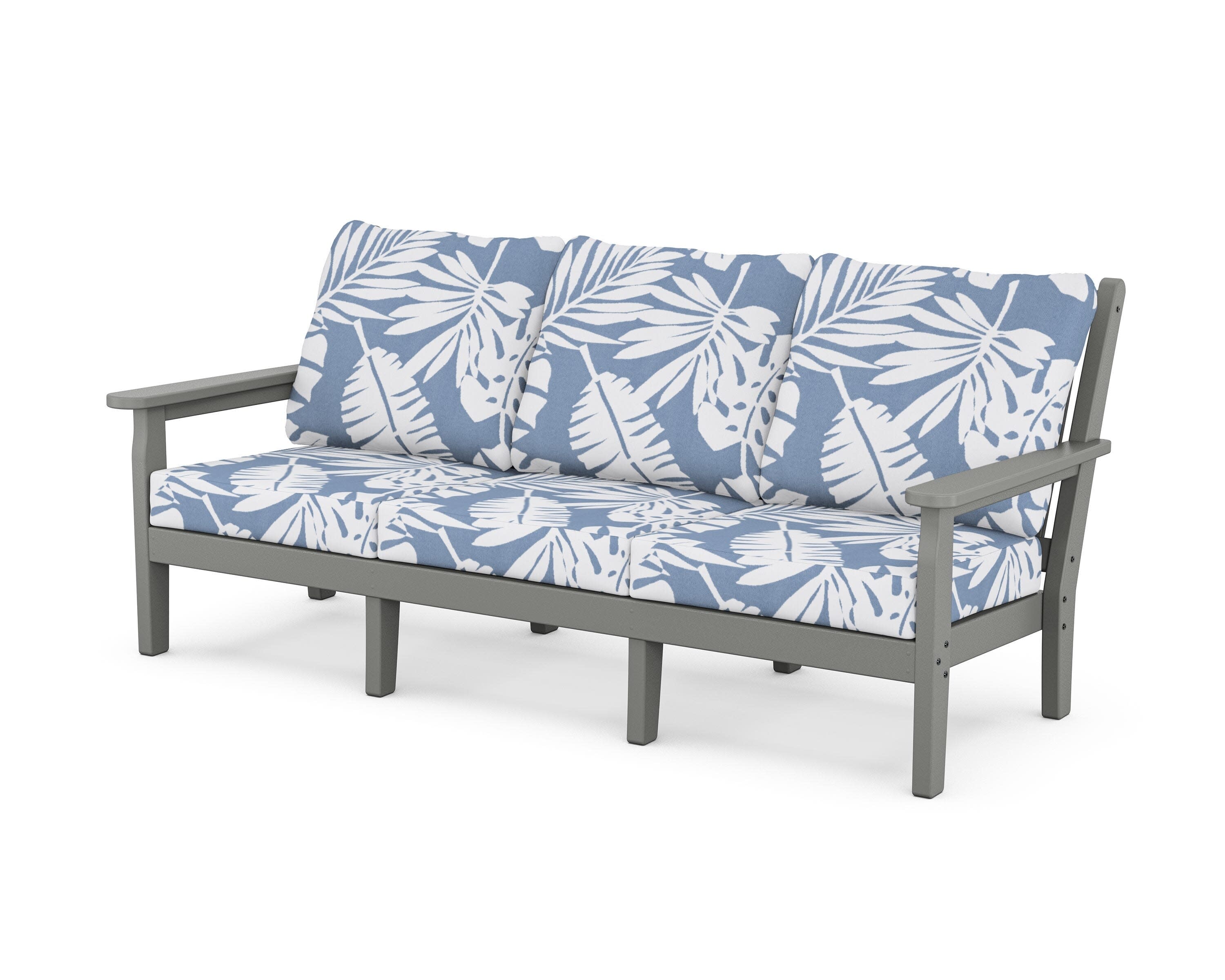 Chippendale Deep Seating Sofa in Slate Grey / Leaf Sky Blue