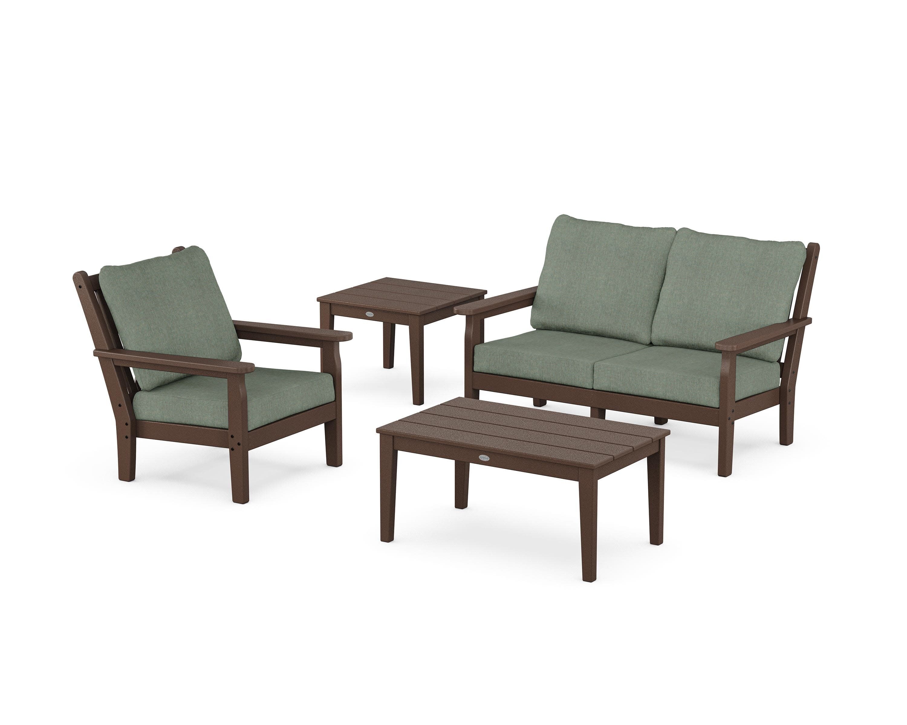 Chippendale 4-Piece Deep Seating Set in Mahogany / Cast Sage