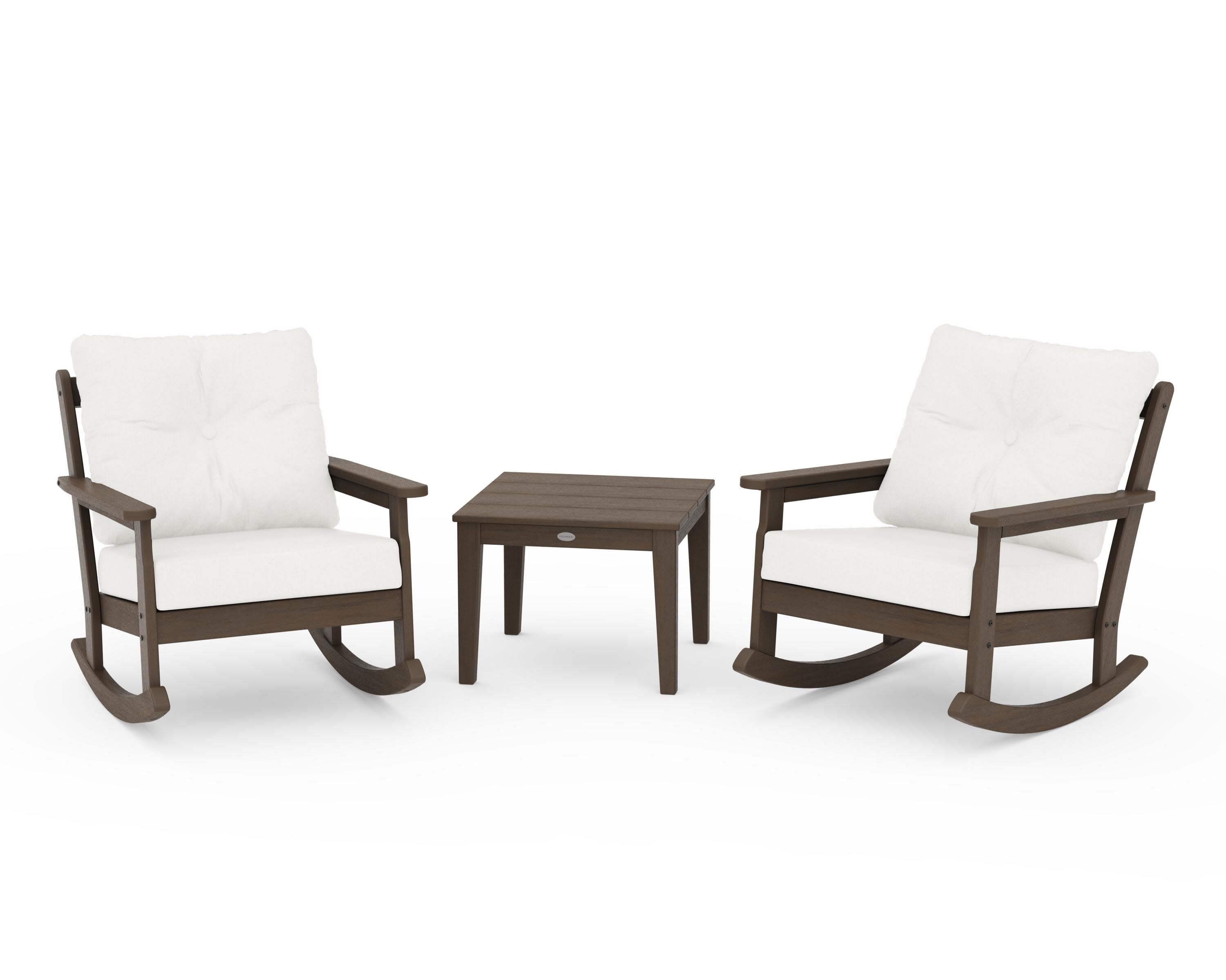 Vineyard 3-Piece Deep Seating Rocker Set in Kona / Natural Linen