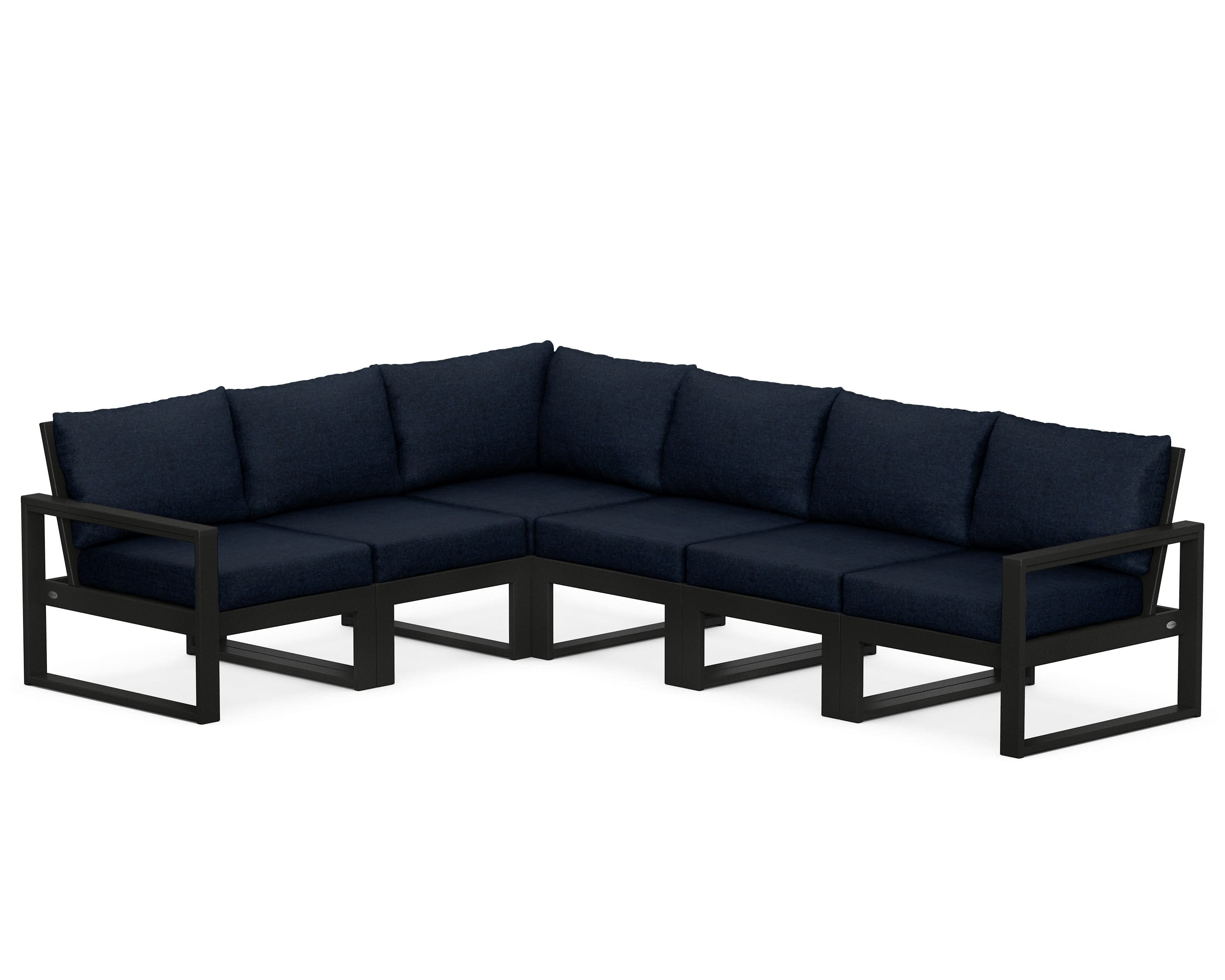 EDGE 6-Piece Modular Deep Seating Set in Black / Marine Indigo