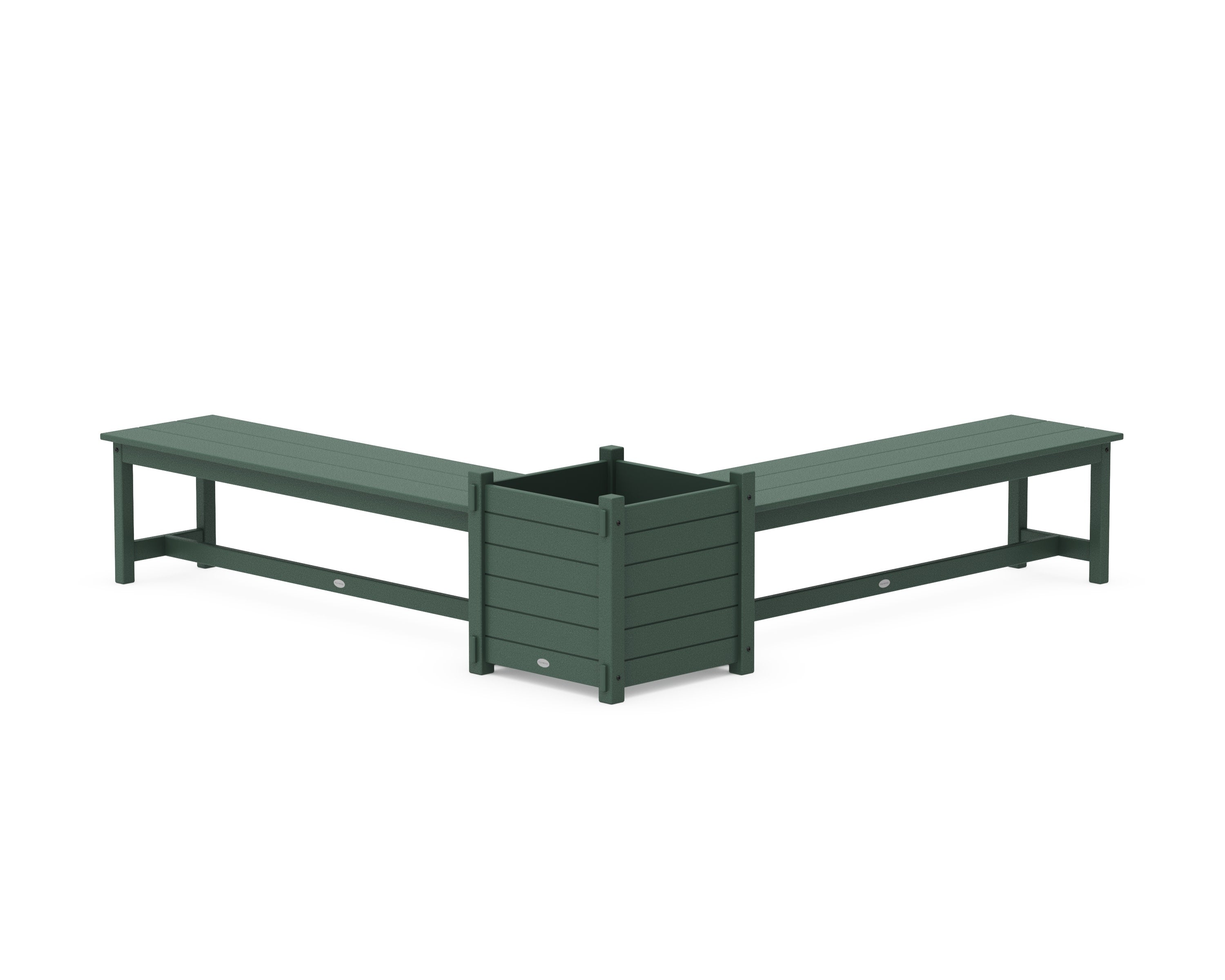 60" Nautical L- Shaped Planter Bench Set- Large in Green