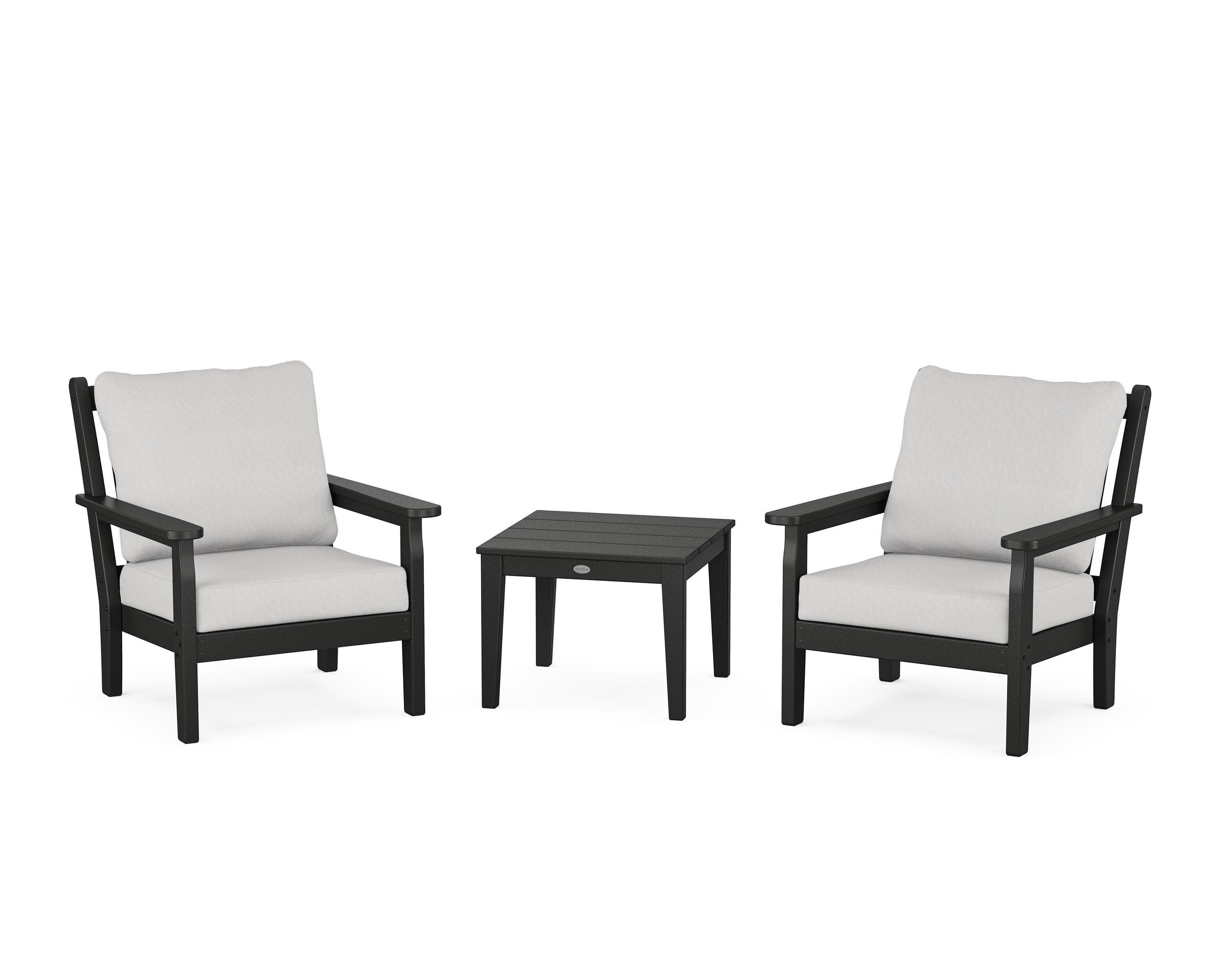Chippendale 3-Piece Deep Seating Set in Black / Diamond in the Rough