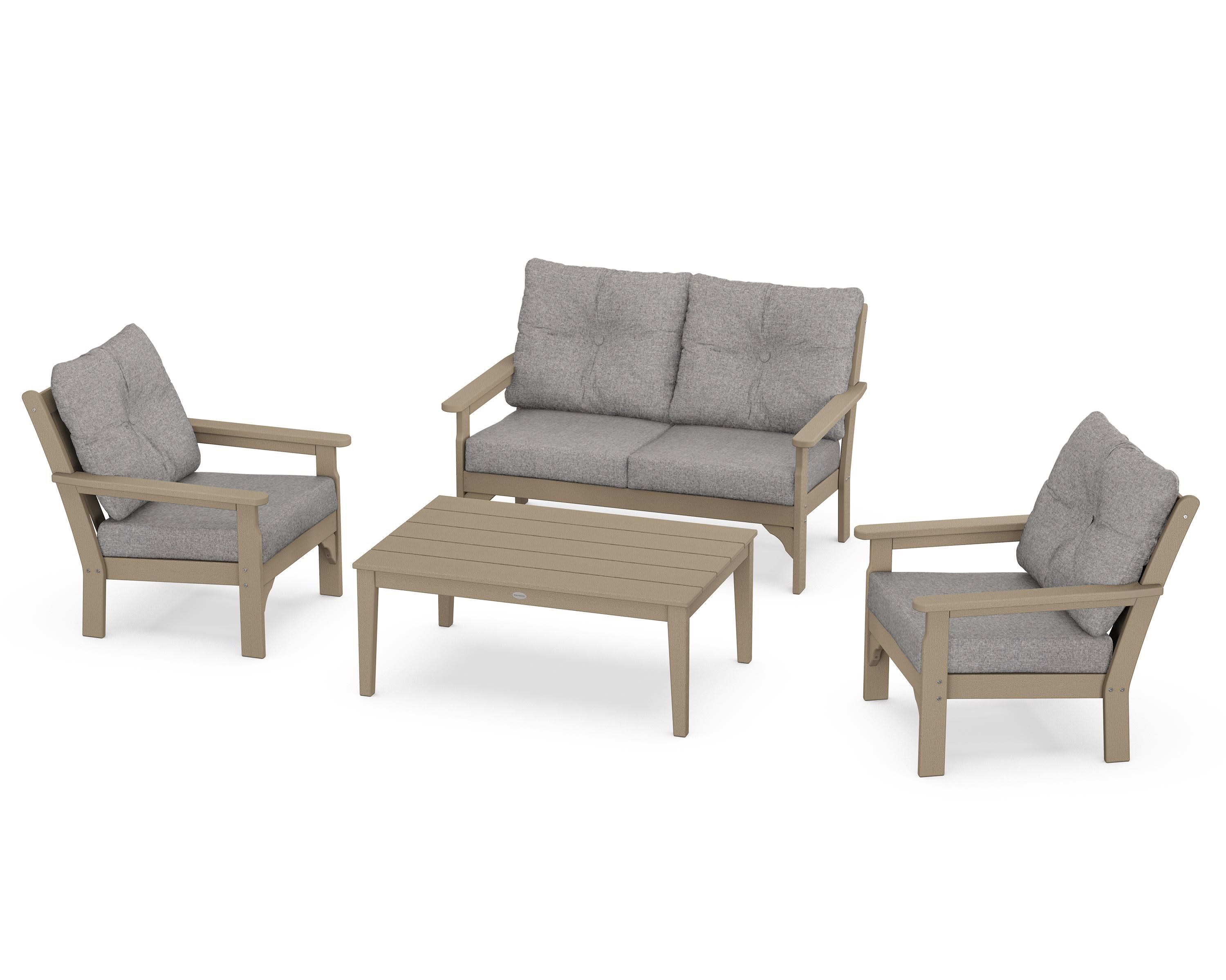 Vineyard 4-Piece Deep Seating Set in Vintage Sahara / Grey Mist