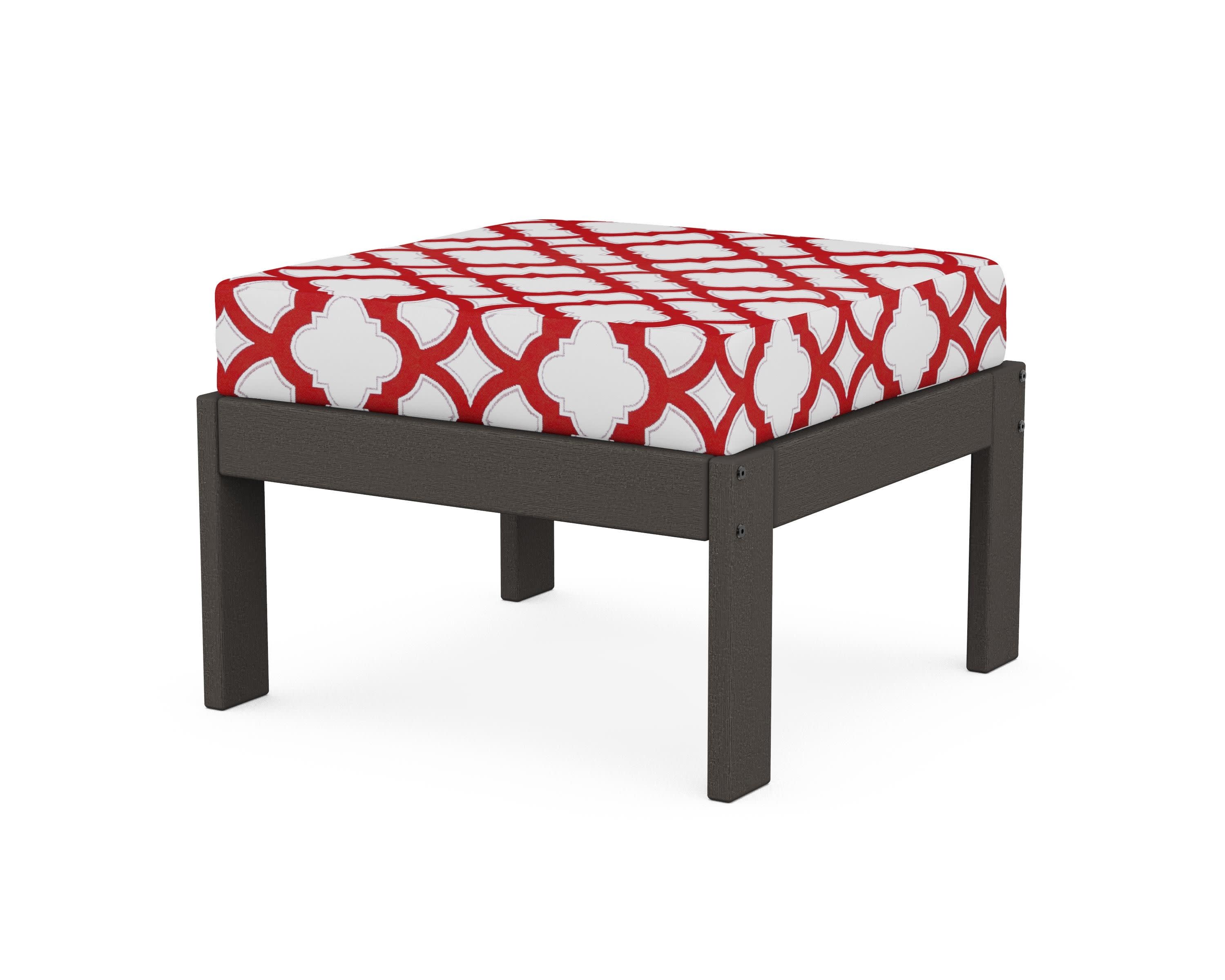 Vineyard Modular Ottoman in Vintage Coffee / Trellis Crimson
