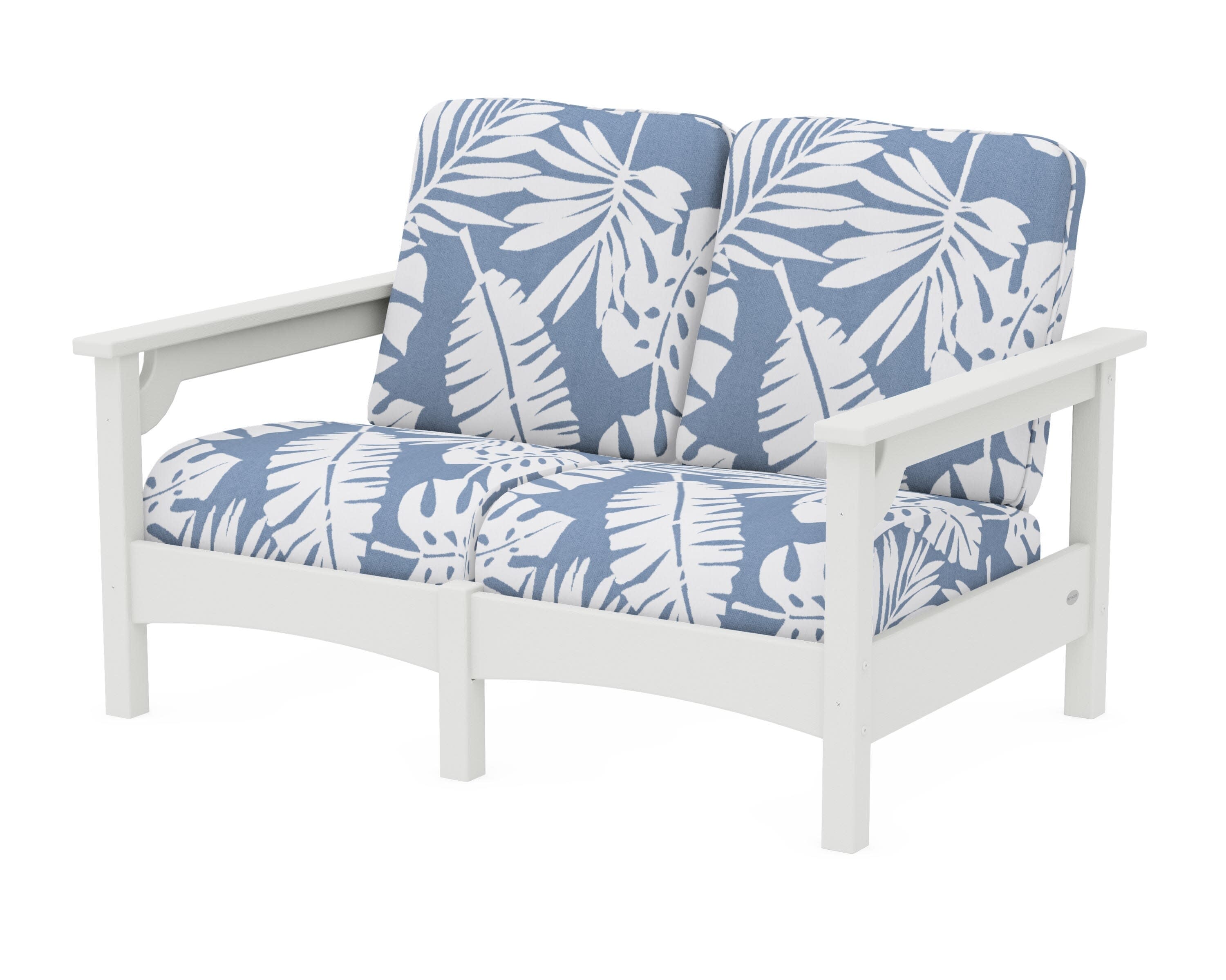 Club Loveseat in Vintage White / Leaf Sky Blue