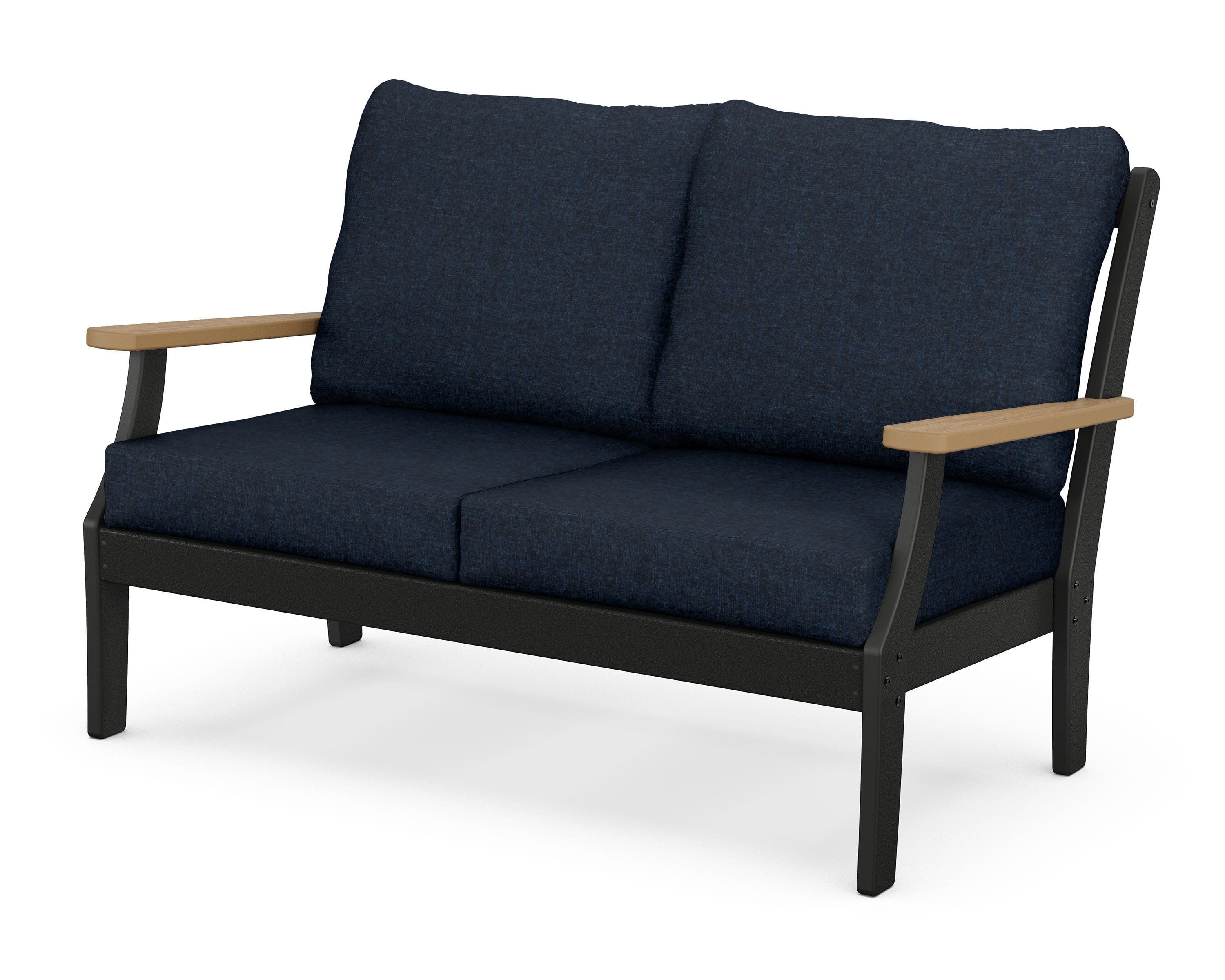 Braxton Deep Seating Loveseat in Black / Natural / Marine Indigo