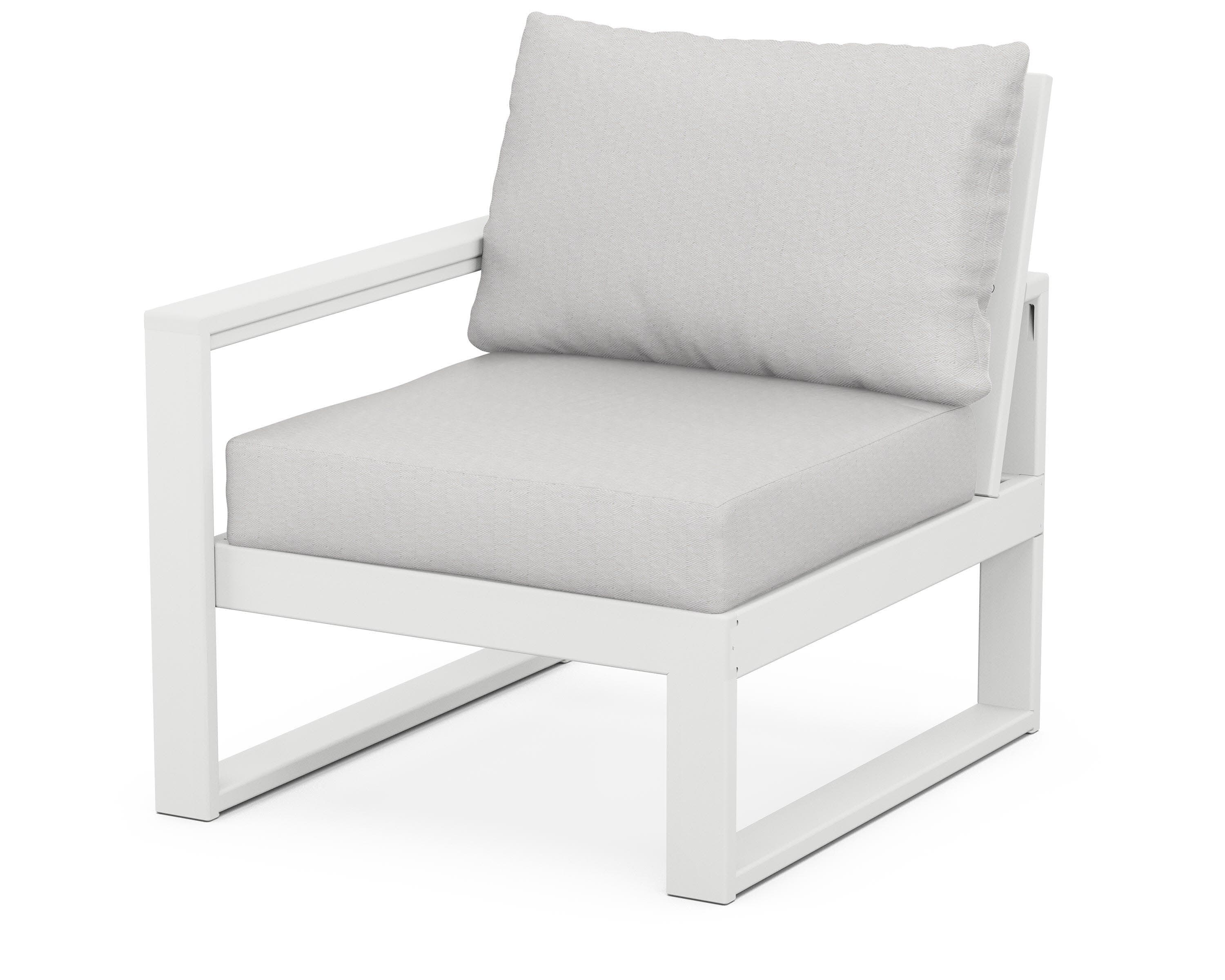 EDGE Modular Left Arm Chair in White / Diamond in the Rough
