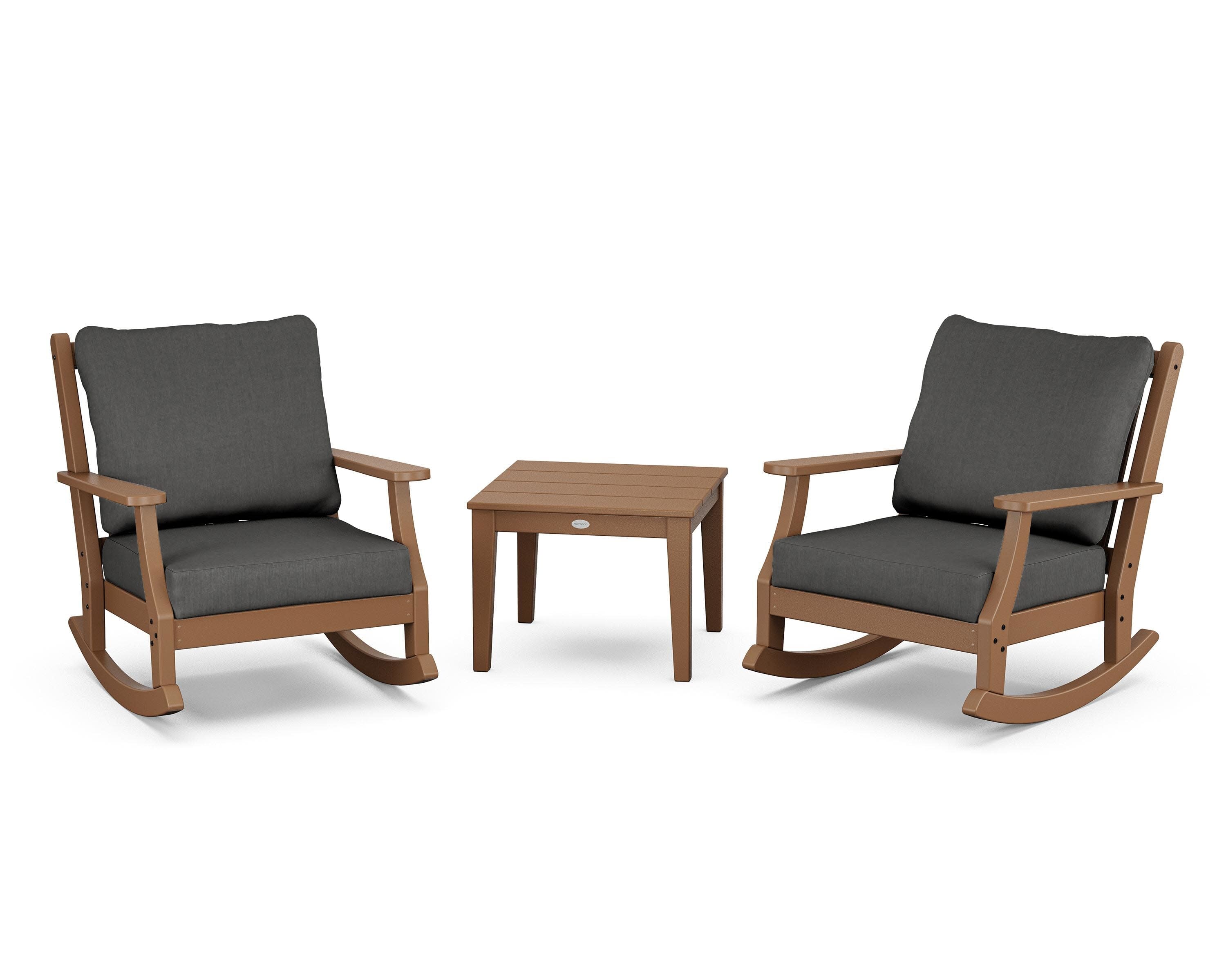 Wovendale 3-Piece Deep Seating Rocker Set in Teak / Spectrum Carbon