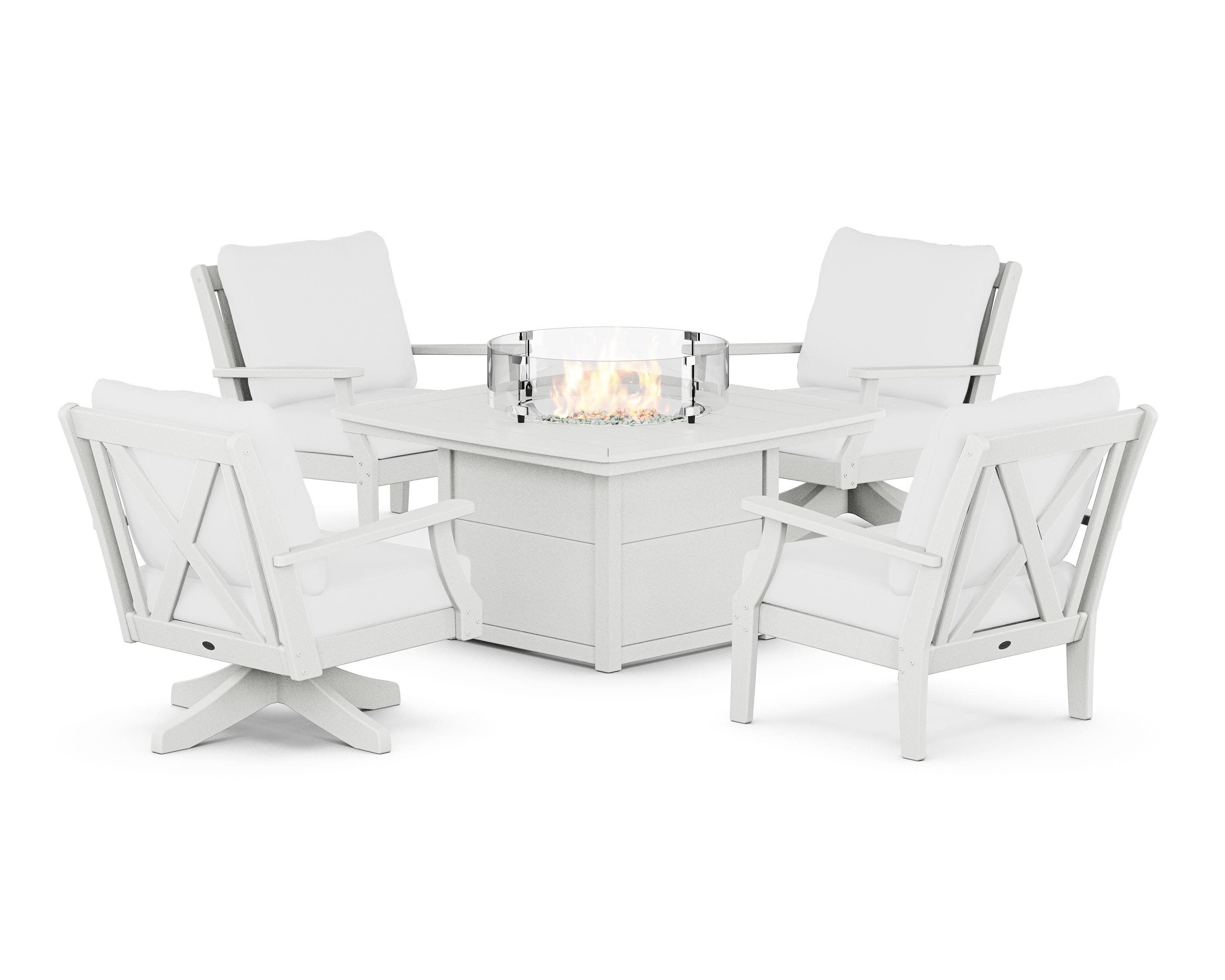 Braxton 5-Piece Deep Seating Set with Fire Table in Vintage White / Natural