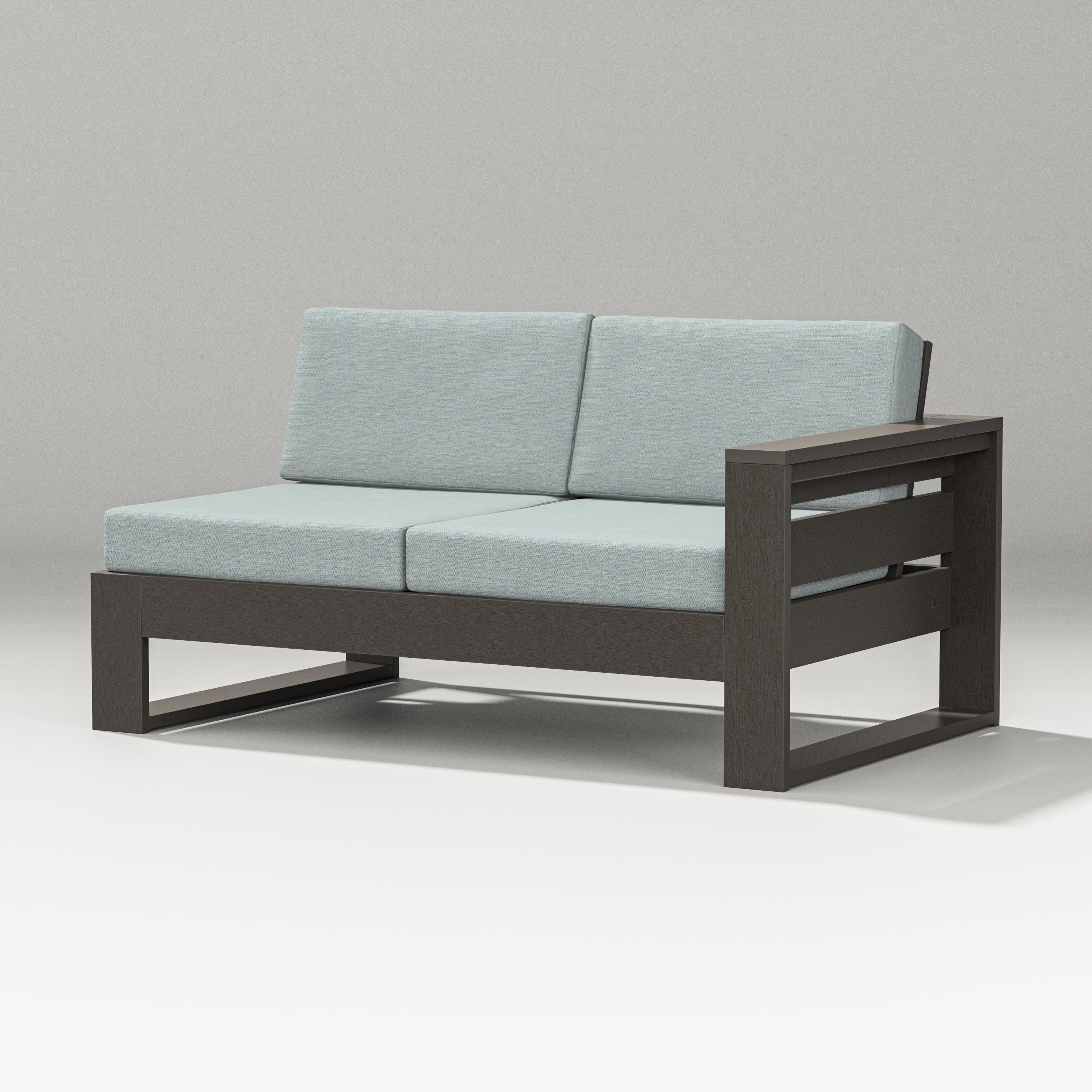 Latitude Modular Right Arm Loveseat in Vintage Coffee / Soothe Mist