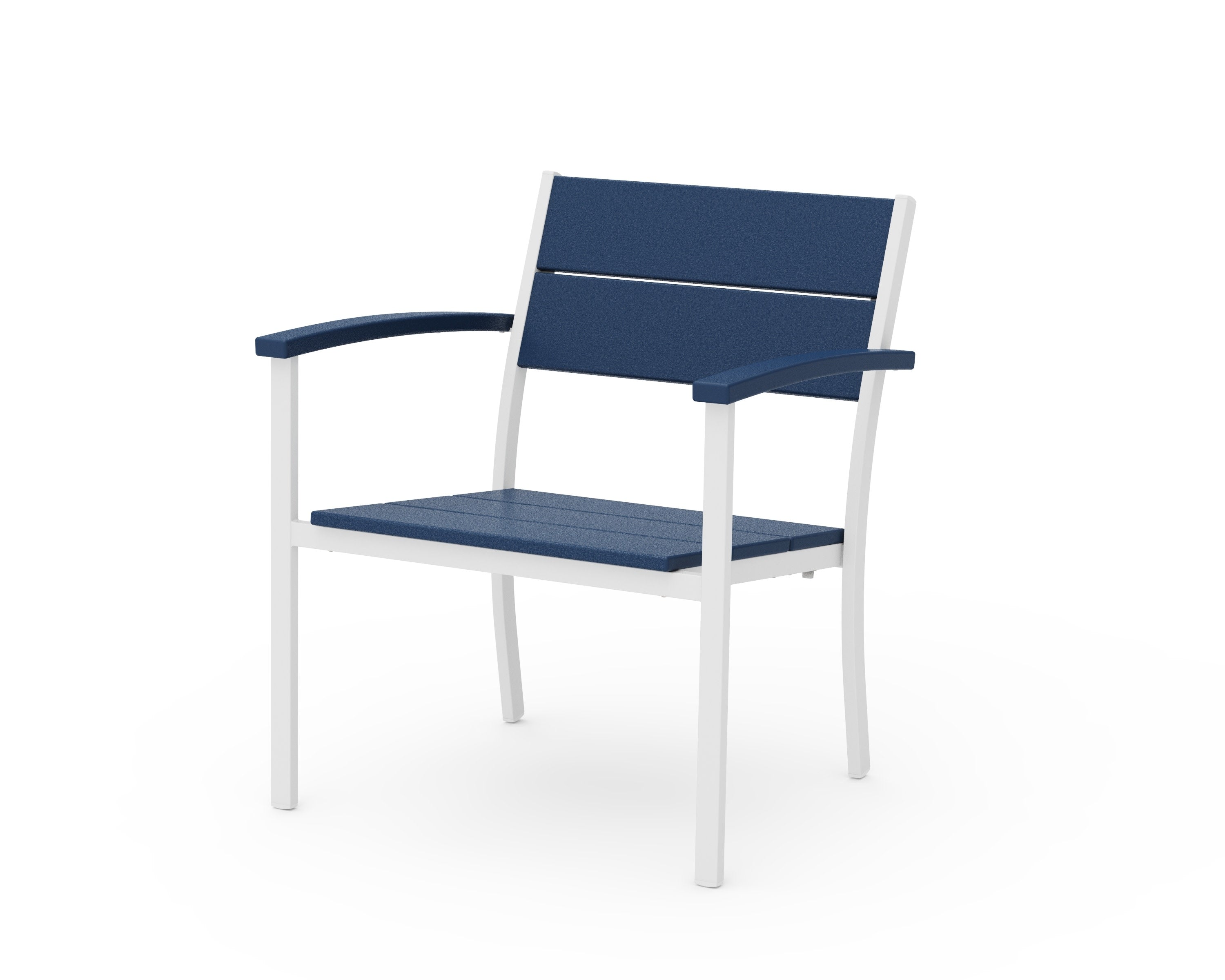 Main Street Stacking Lounge Arm Chair in White / Navy