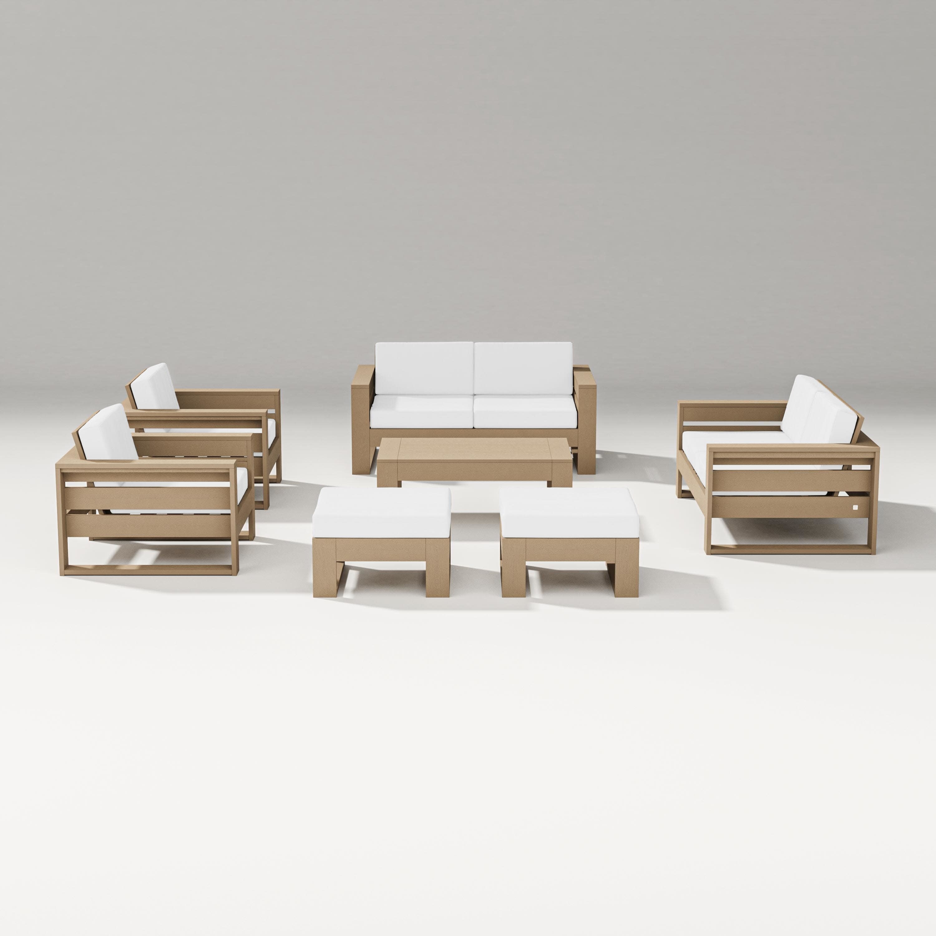 Latitude 7-Piece Lounge Loveseat Set in Vintage Sahara / Natural