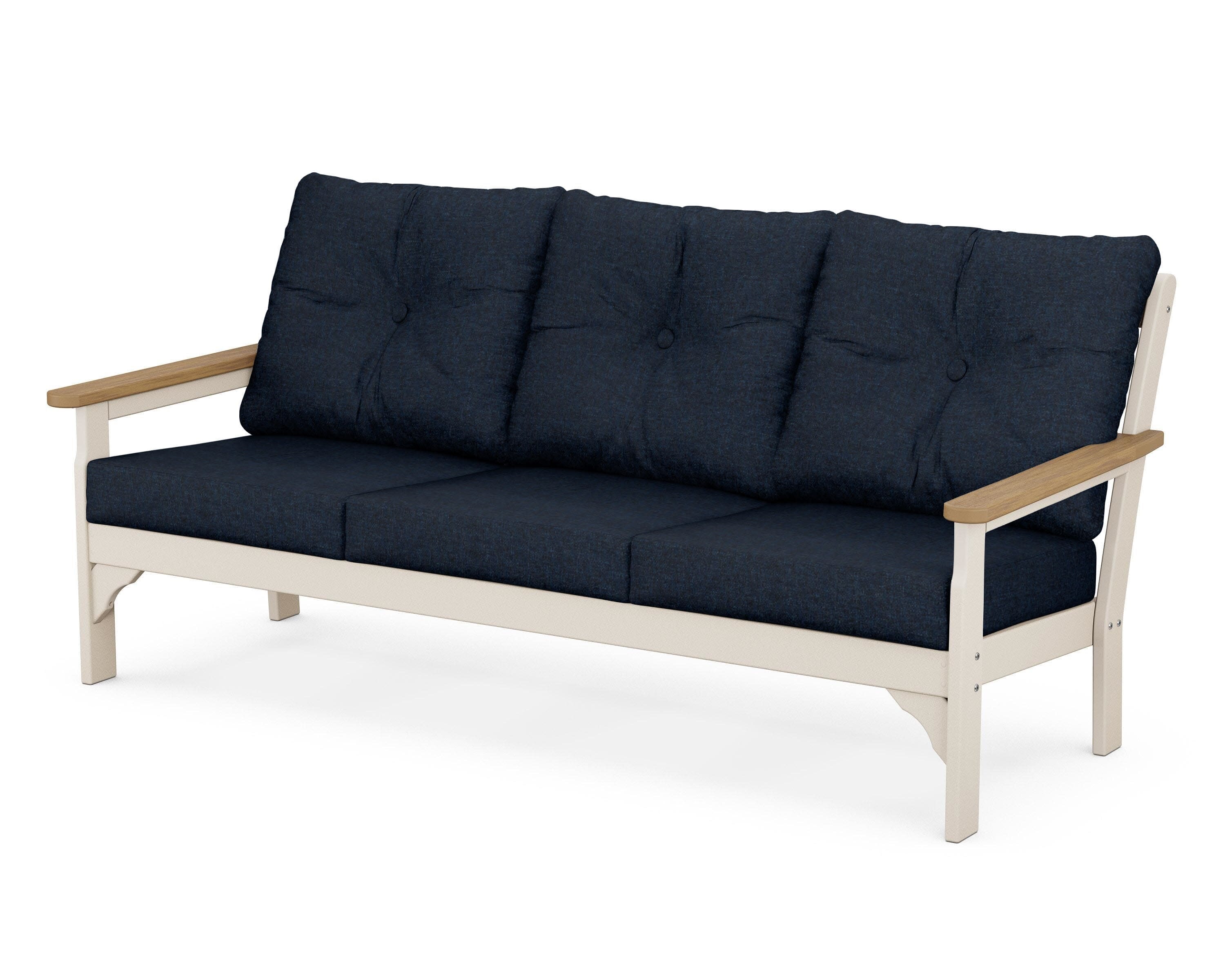 Vineyard Deep Seating Sofa in Sand / Natural / Marine Indigo