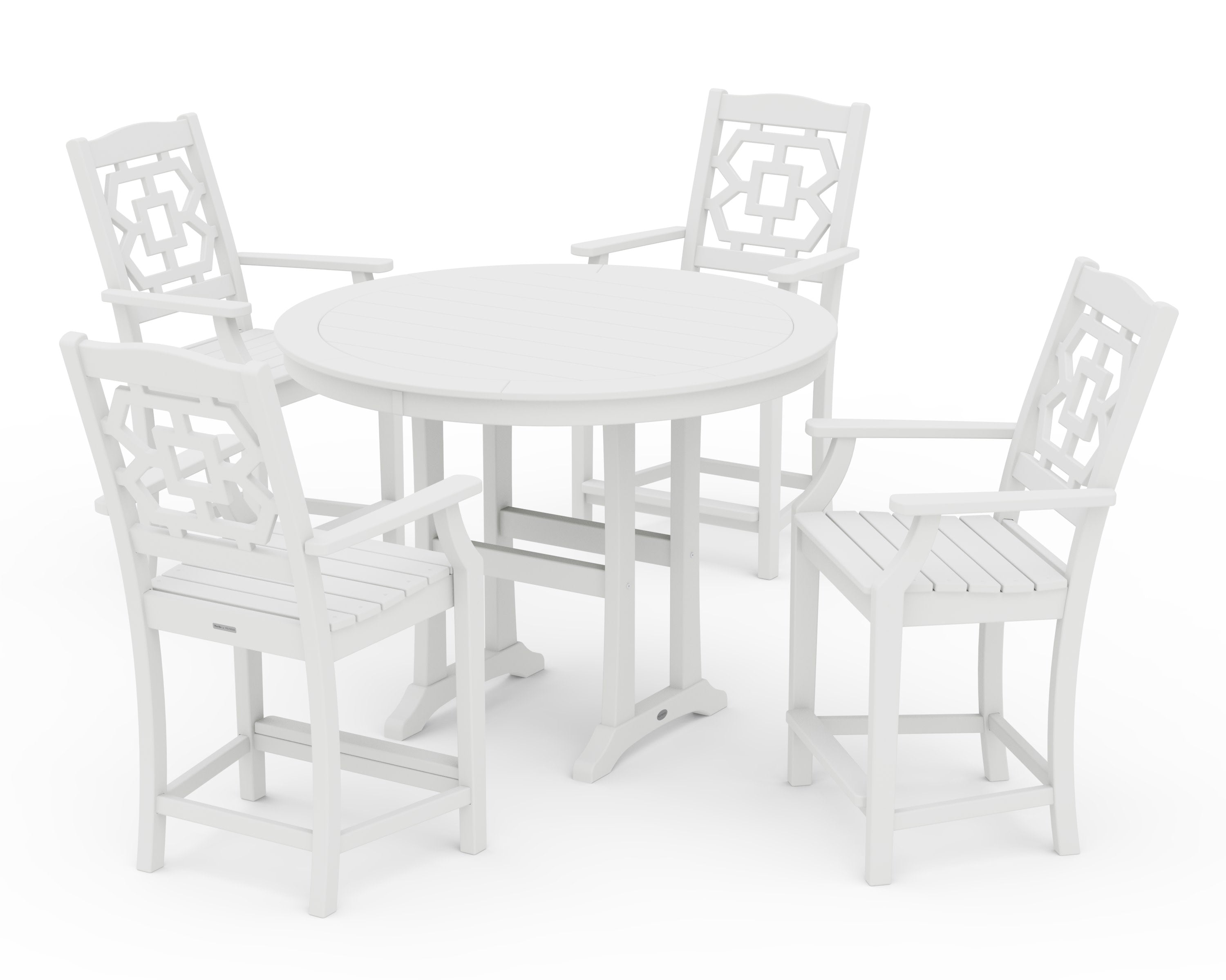 Chinoiserie 5-Piece Round Counter Set in White