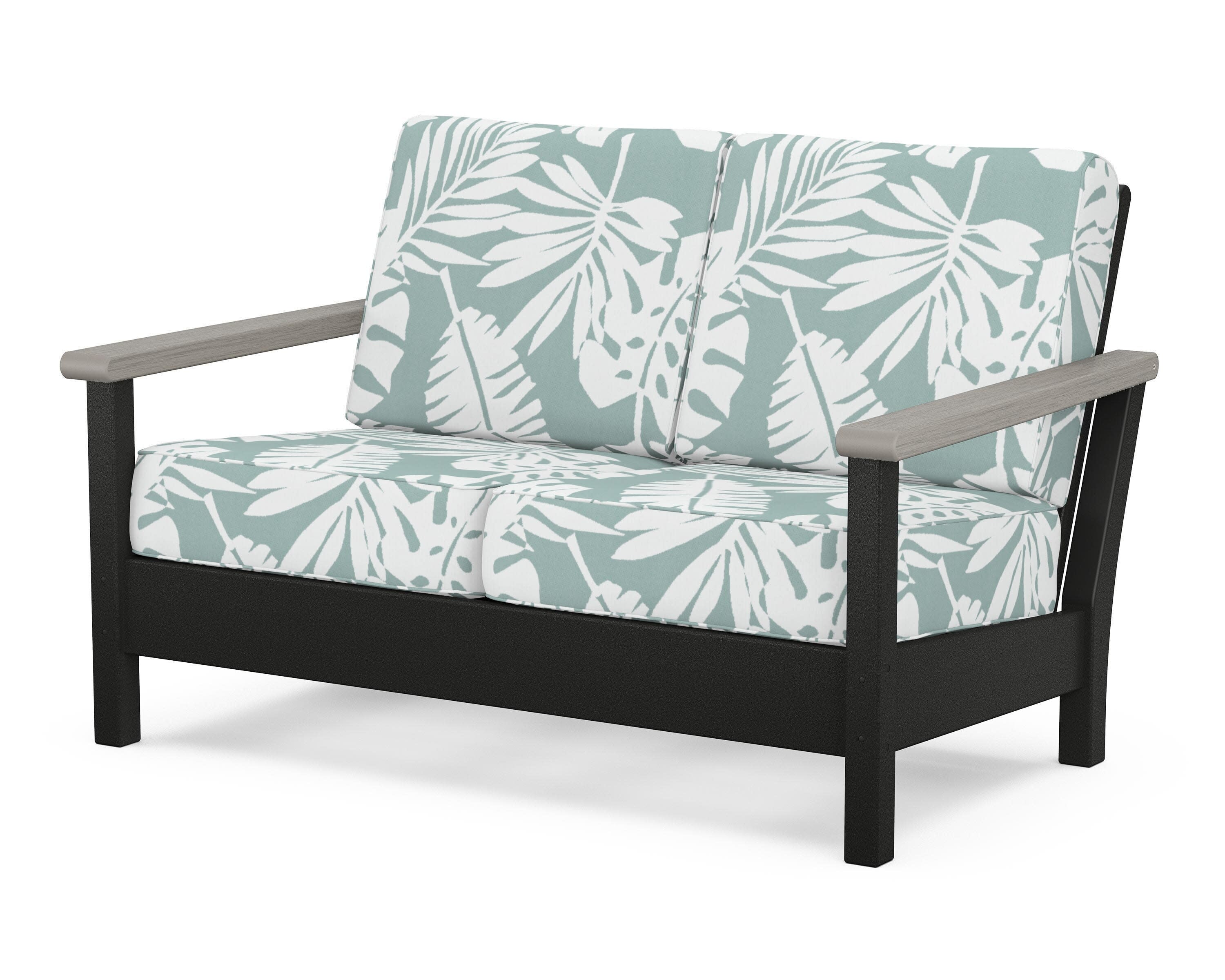 Harbour Deep Seating Loveseat in Black / Driftwood / Leaf Glacier Spa