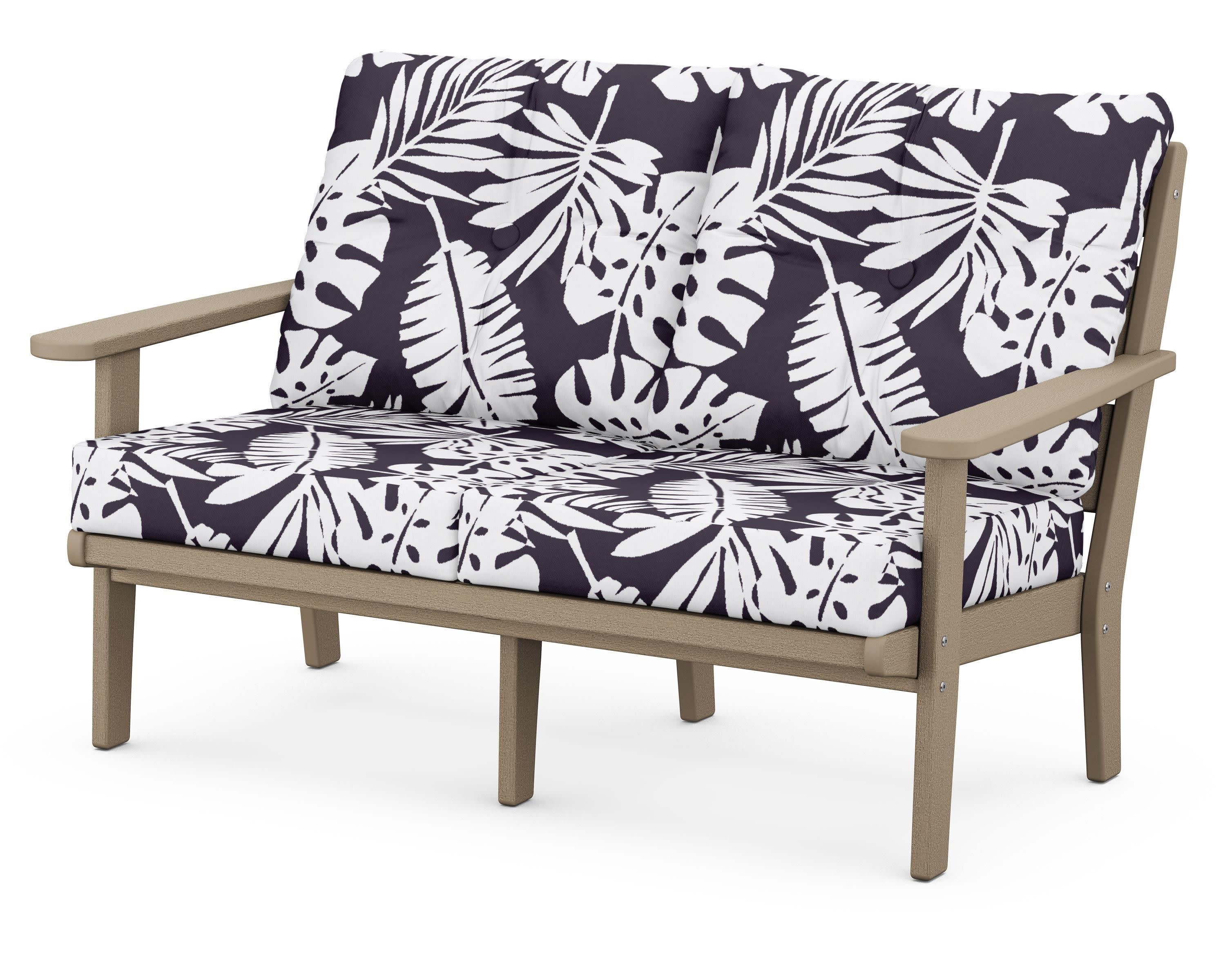 Lakeside Deep Seating Loveseat in Vintage Sahara / Leaf Navy