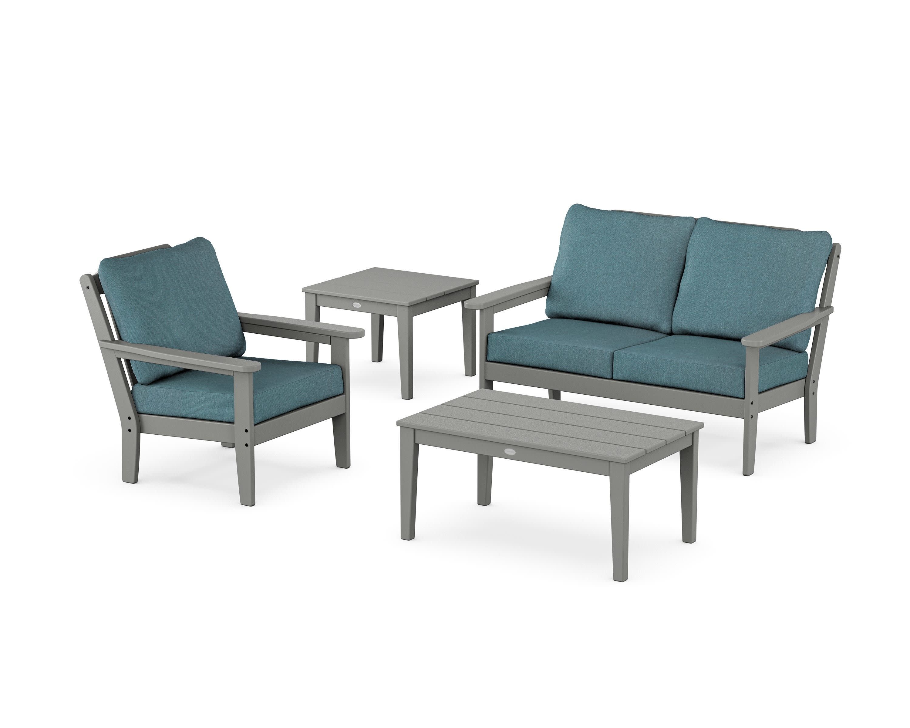Wovendale 4-Piece Deep Seating Set in Slate Grey / Ocean Teal