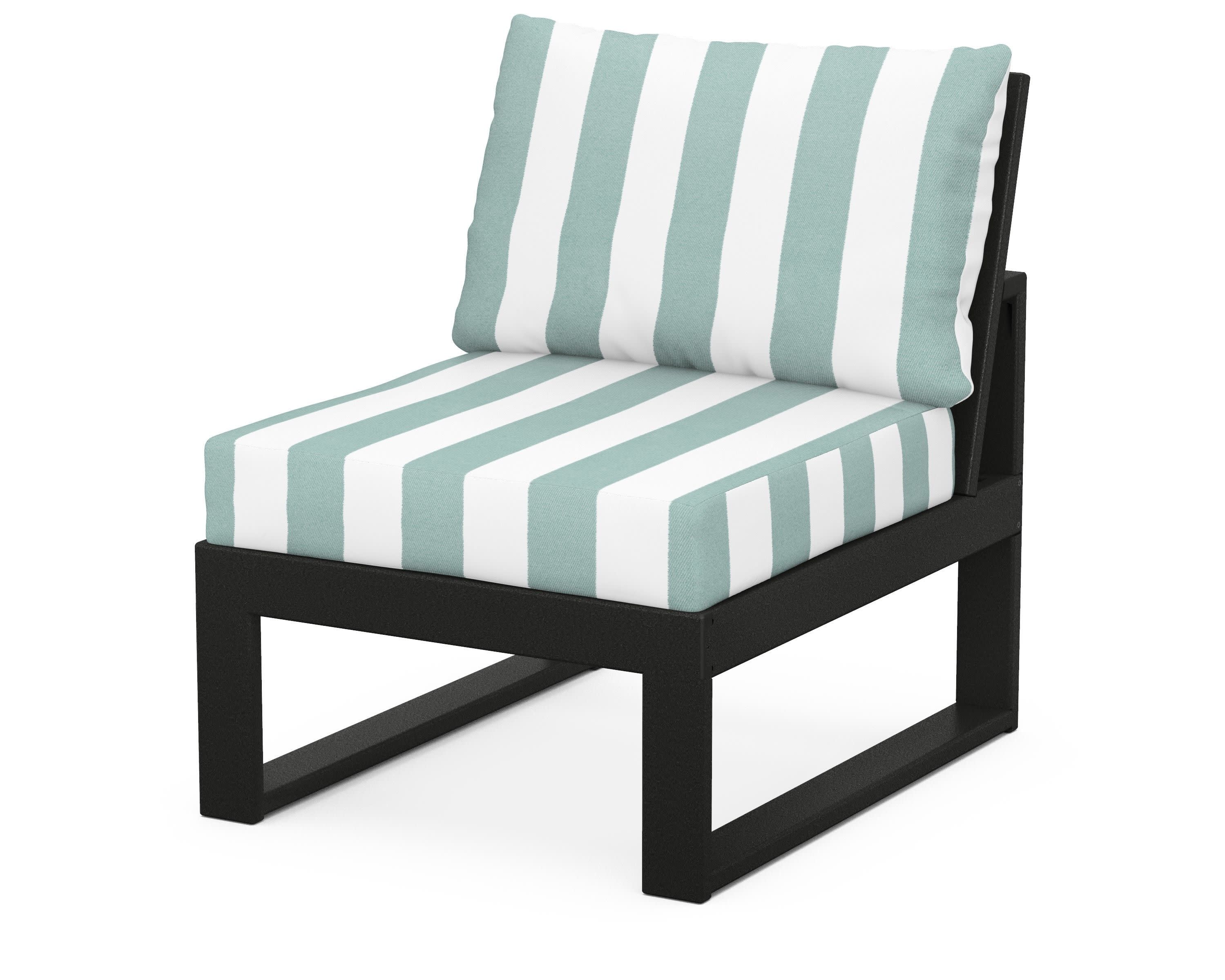 Modular Armless Chair in Black / Cabana Stripe Glacier Spa