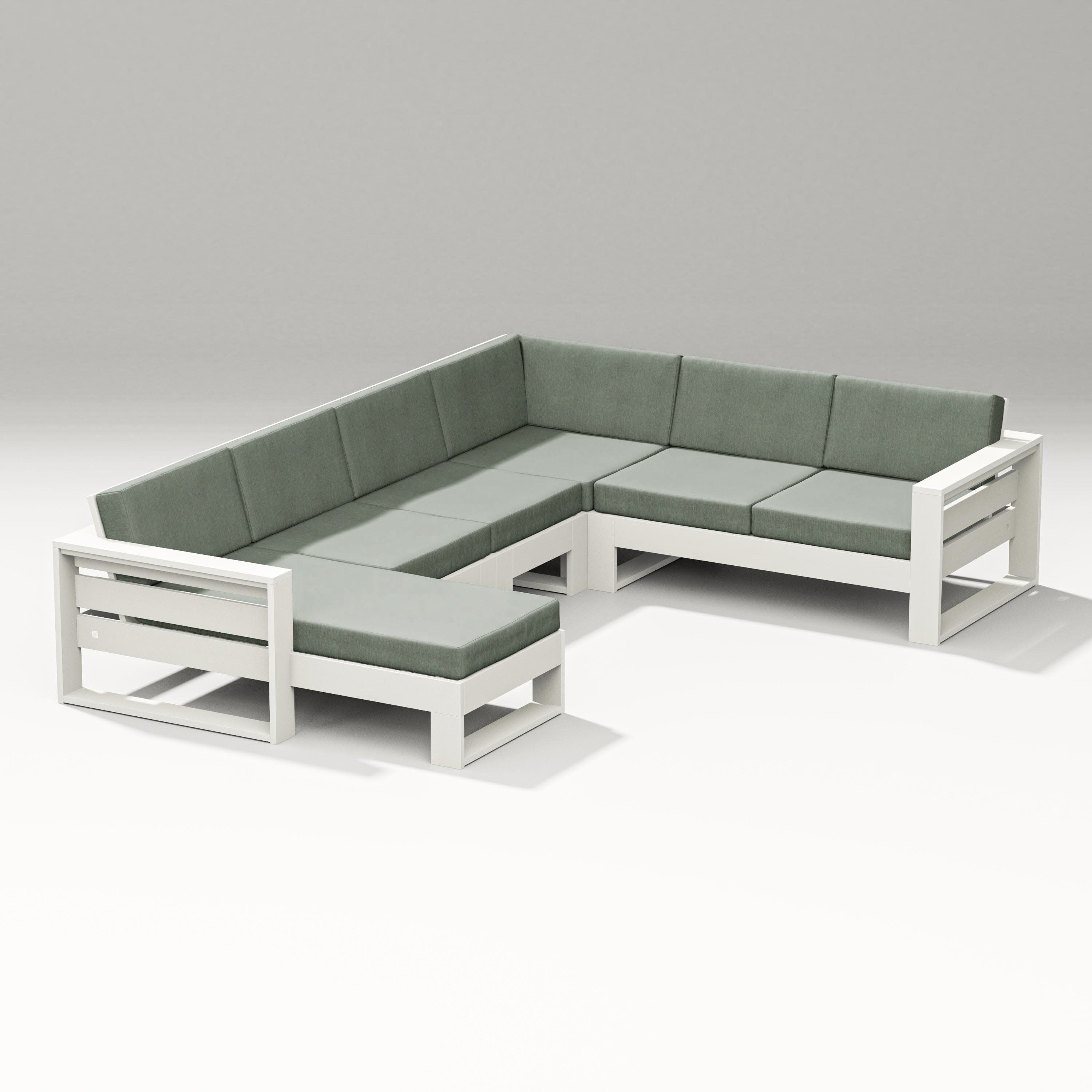 Latitude Corner Sectional with Left Chaise in Vintage White / Cast Sage