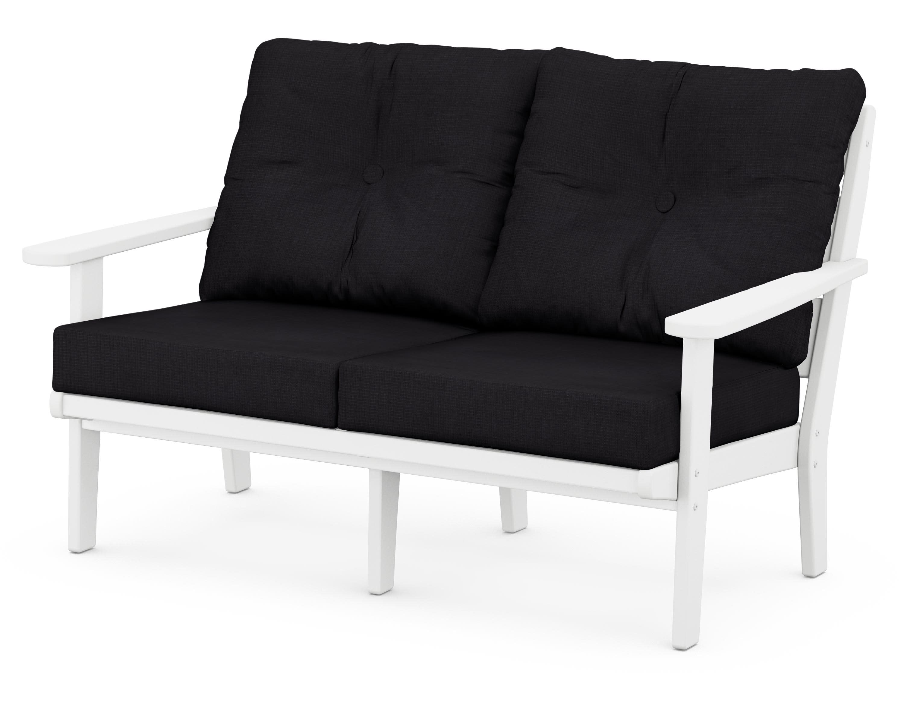 Lakeside Deep Seating Loveseat in White / Midnight Linen