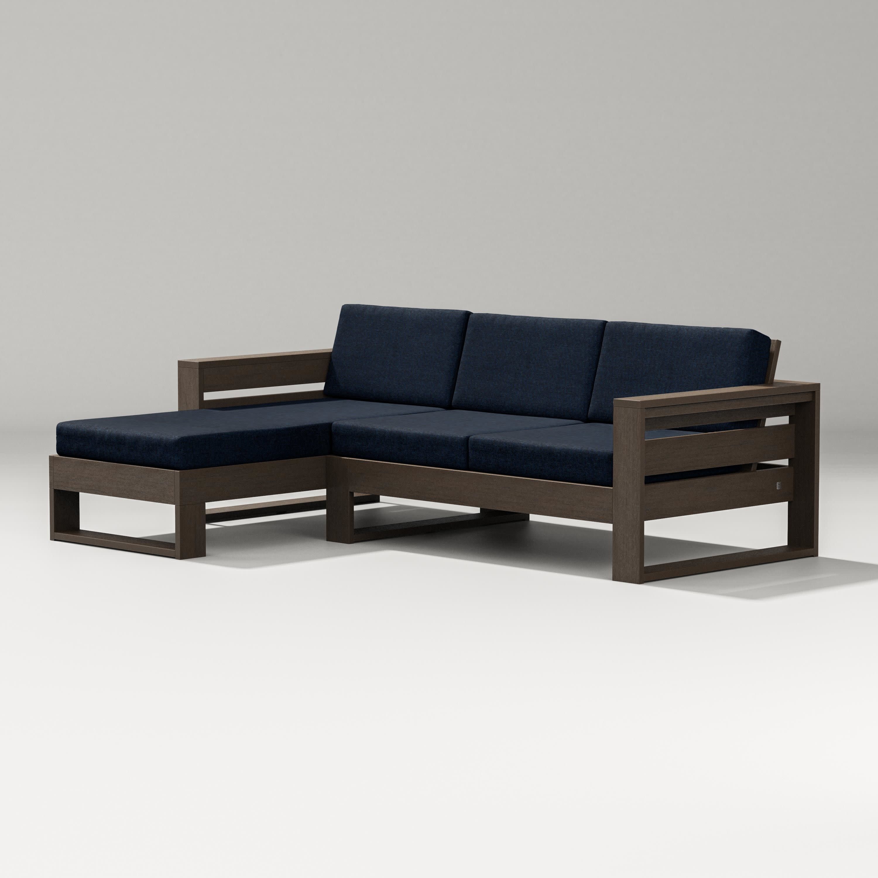 Latitude Left Chaise Sectional in Kona / Marine Indigo