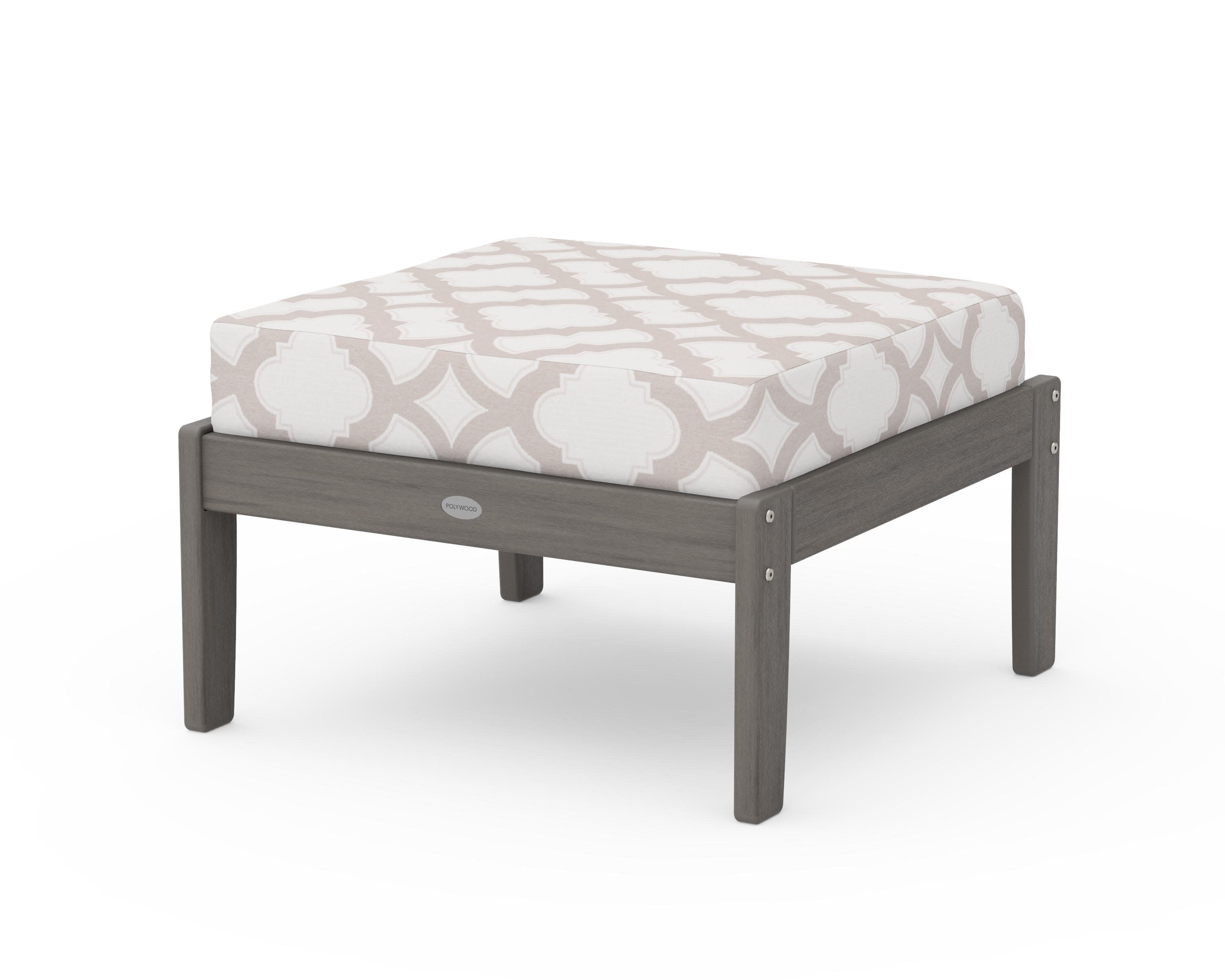 Braxton Deep Seating Ottoman in Driftwood / Trellis Dune Burlap
