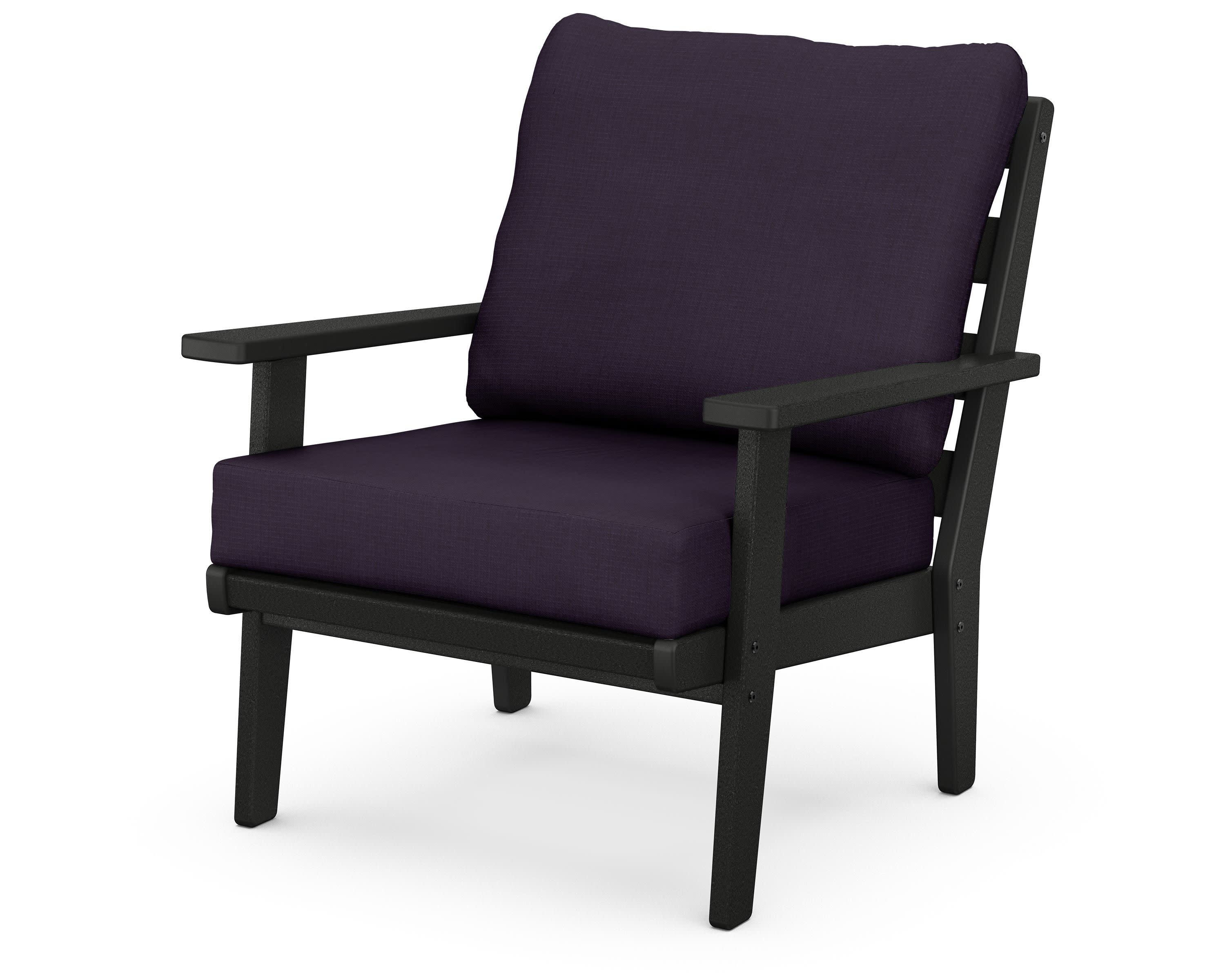 Grant Park Deep Seating Chair in Black / Navy Linen