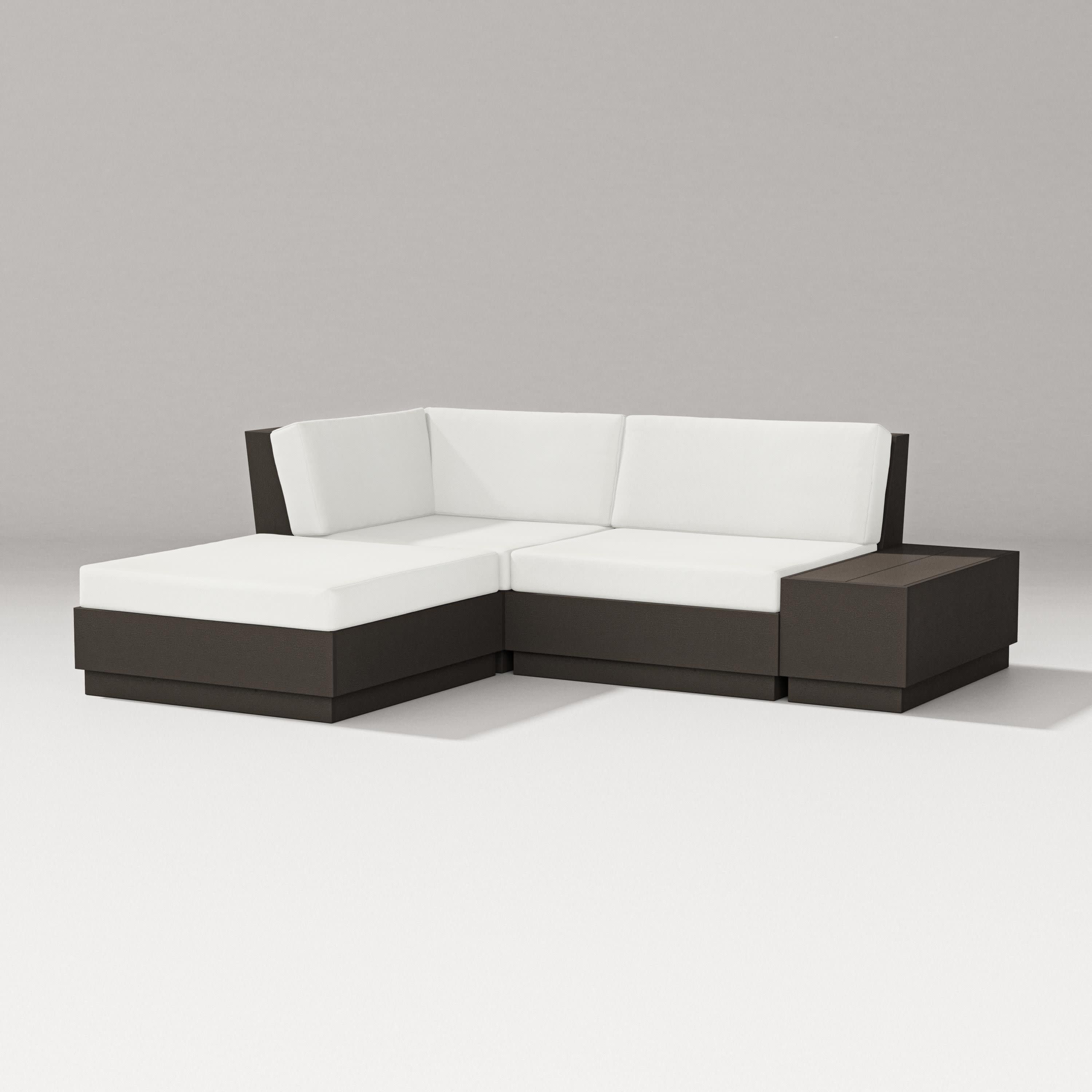Elevate Loveseat Sectional with Chaise in Vintage Coffee / Natural Linen